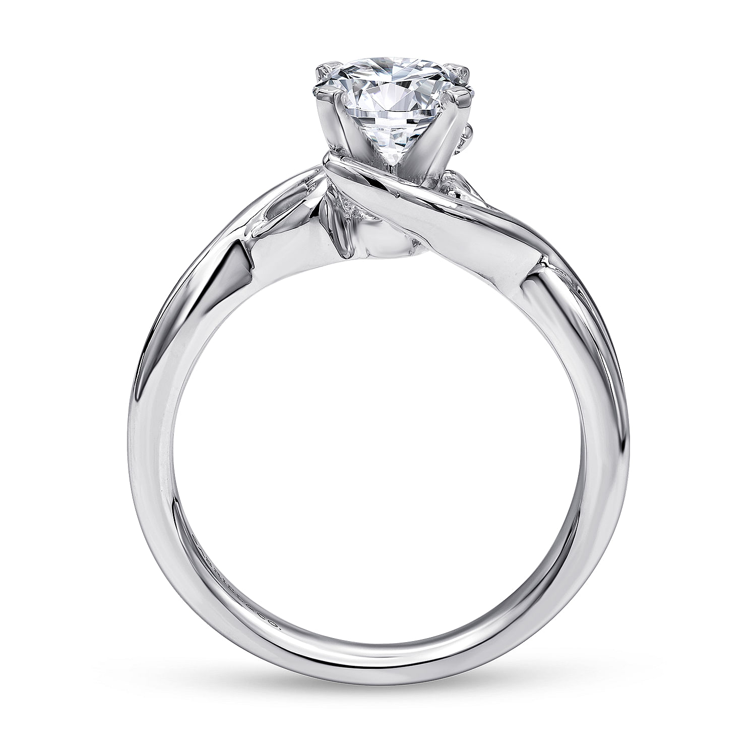 14k White Gold Criss Cross Engagement Ring angle 2 14k White Gold Criss Cross Engagement Ring angle 2