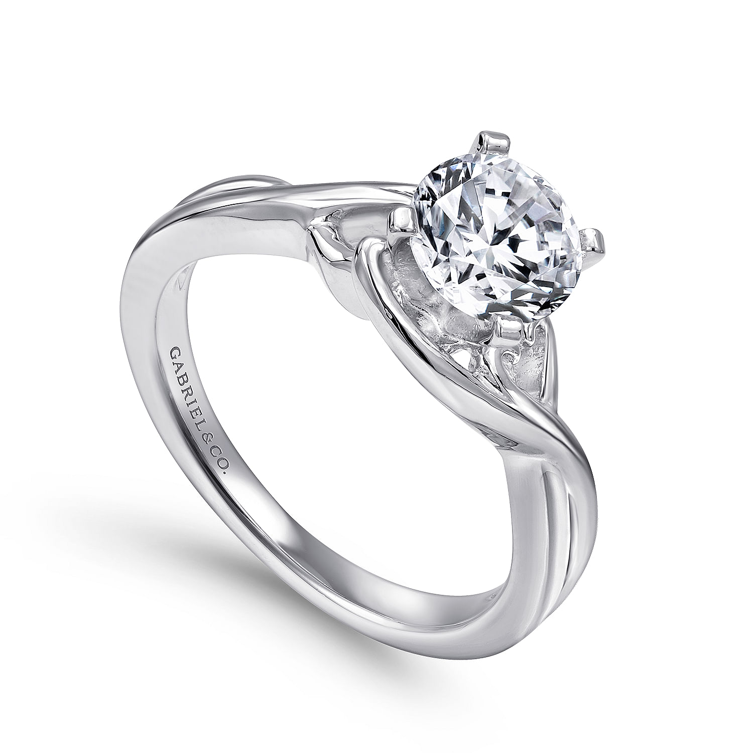 14k White Gold Criss Cross Engagement Ring angle 3 14k White Gold Criss Cross Engagement Ring angle 3