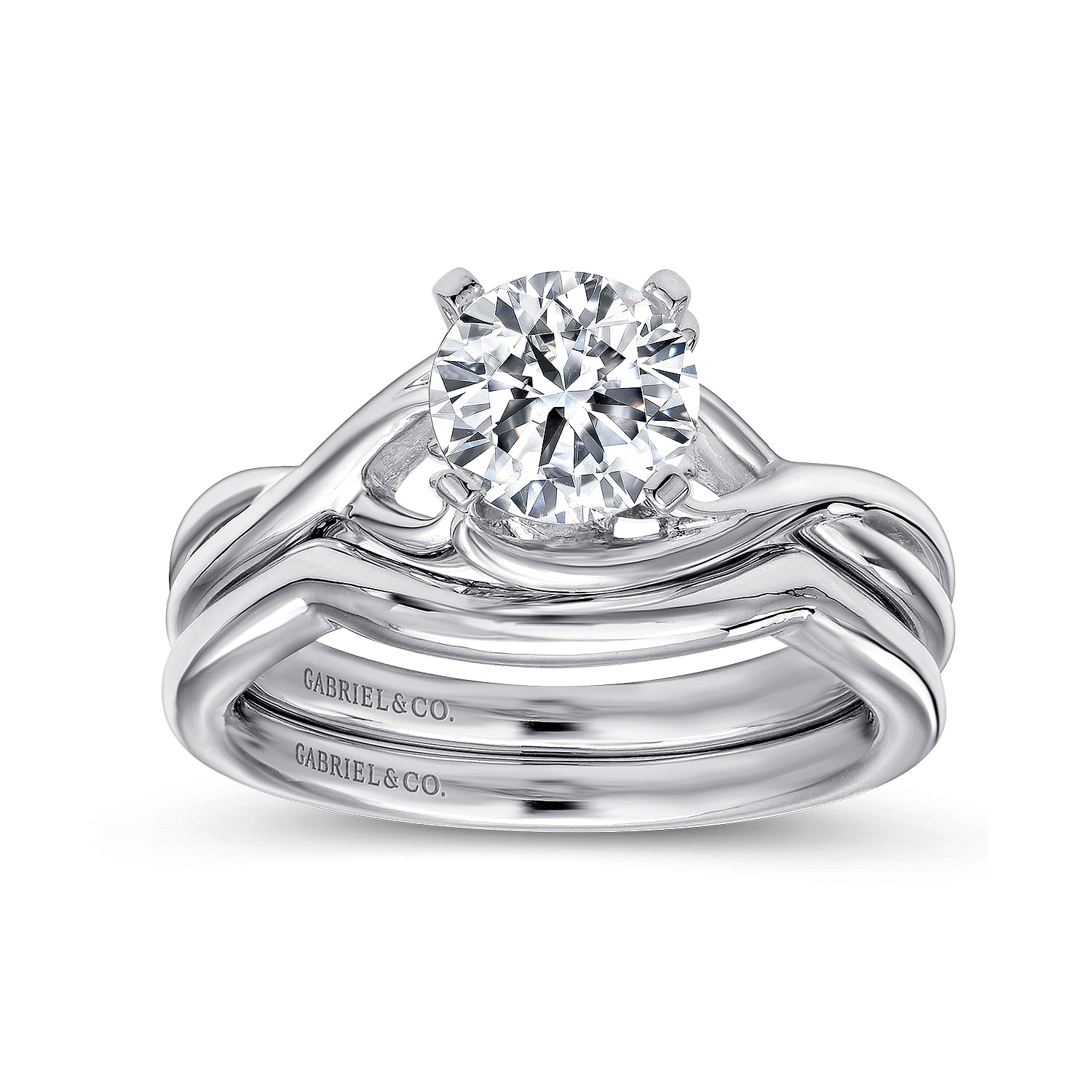 14k White Gold Criss Cross Engagement Ring angle 4 14k White Gold Criss Cross Engagement Ring angle 4