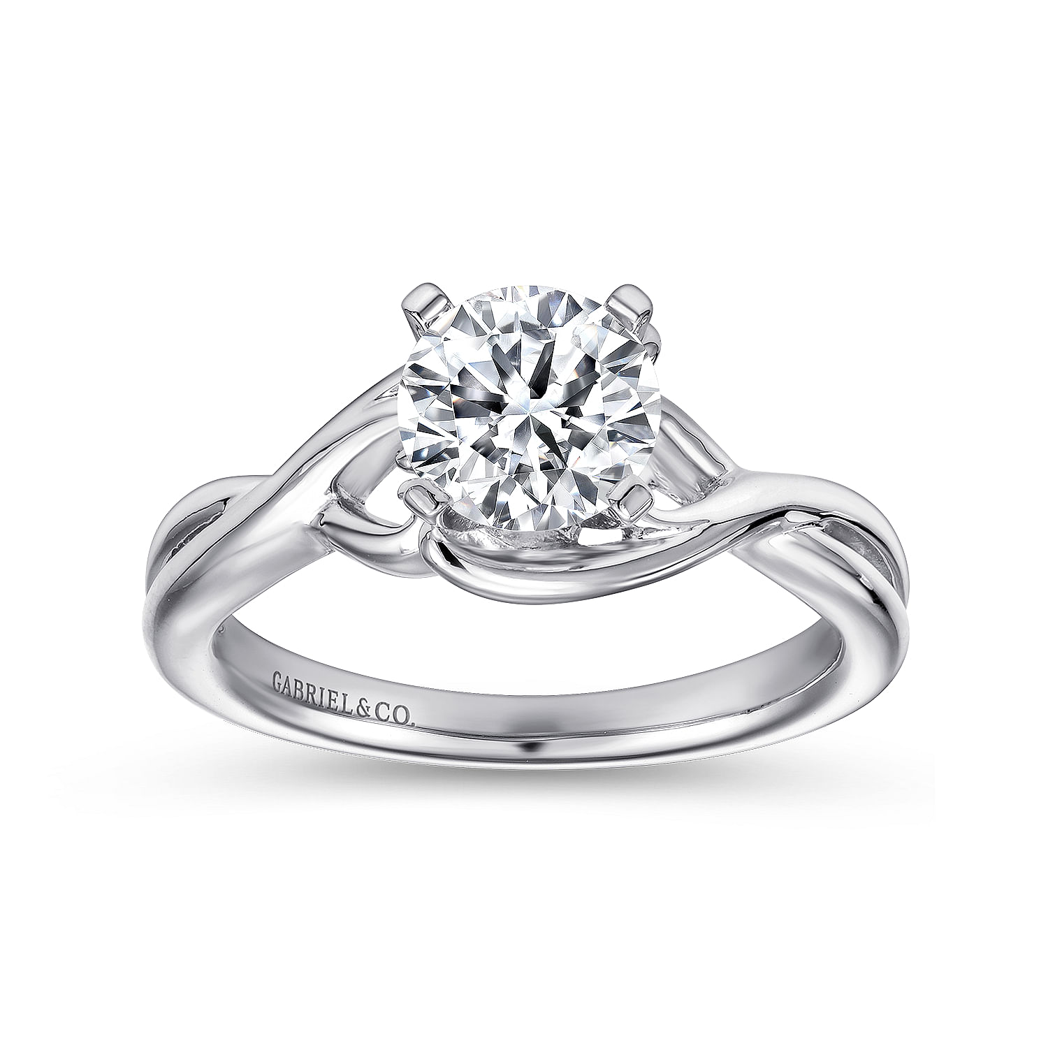 14k White Gold Criss Cross Engagement Ring angle 5 14k White Gold Criss Cross Engagement Ring angle 5