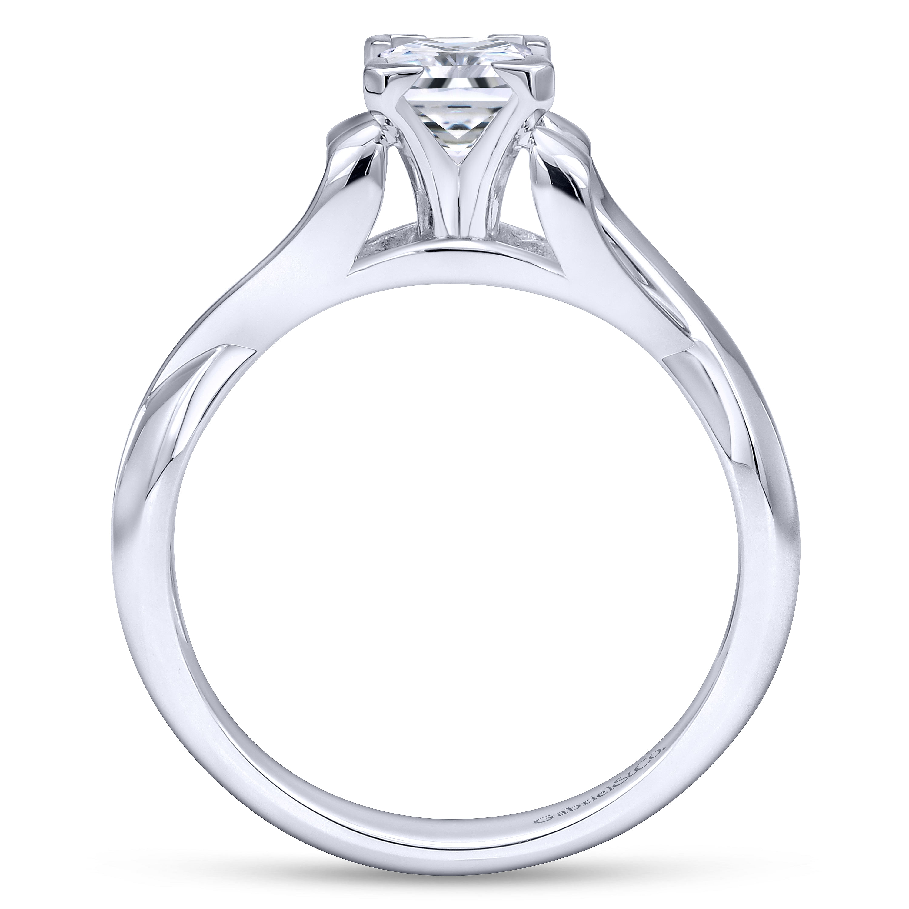 14k White Gold Criss Cross Engagement Ring angle 2 14k White Gold Criss Cross Engagement Ring angle 2