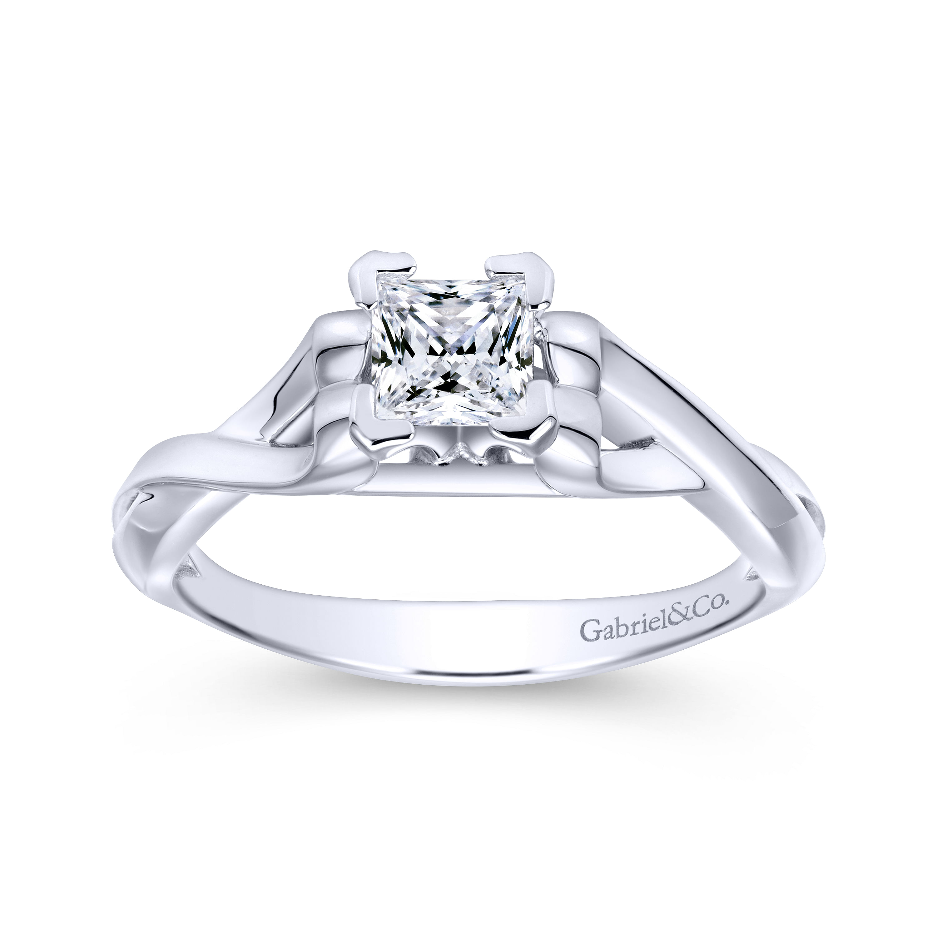 14k White Gold Criss Cross Engagement Ring angle 5 14k White Gold Criss Cross Engagement Ring angle 5