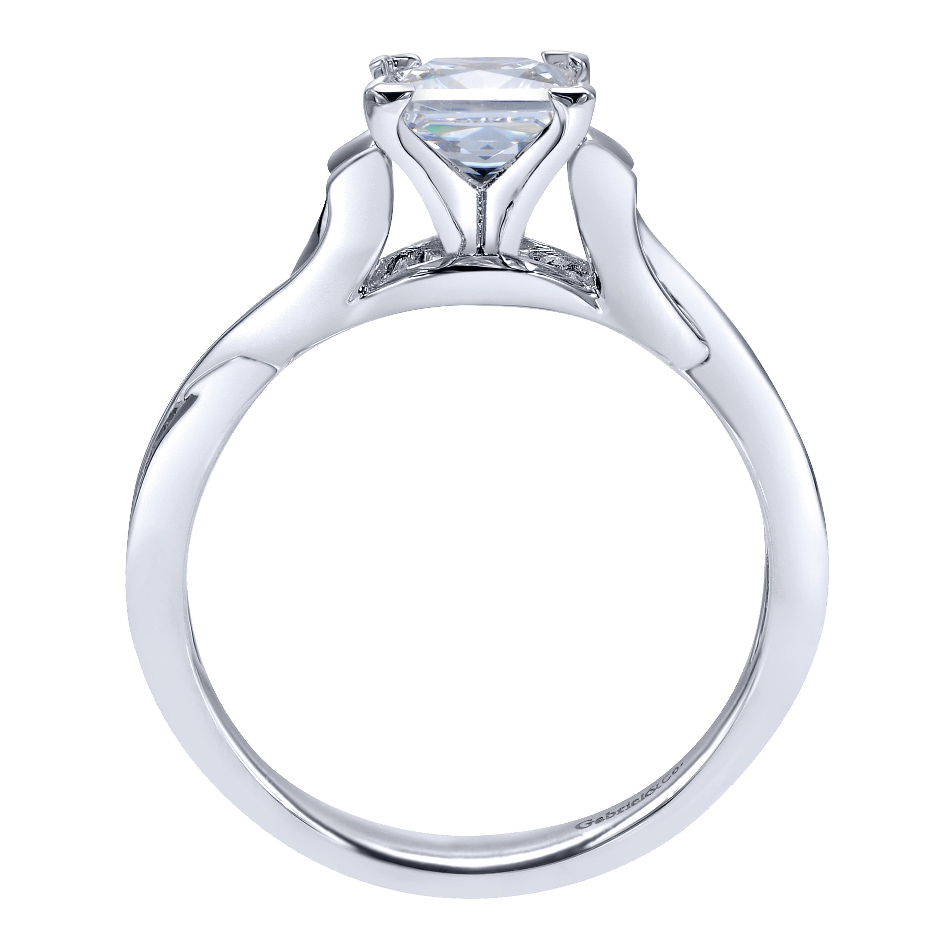 14k White Gold Criss Cross Engagement Ring angle 2 14k White Gold Criss Cross Engagement Ring angle 2