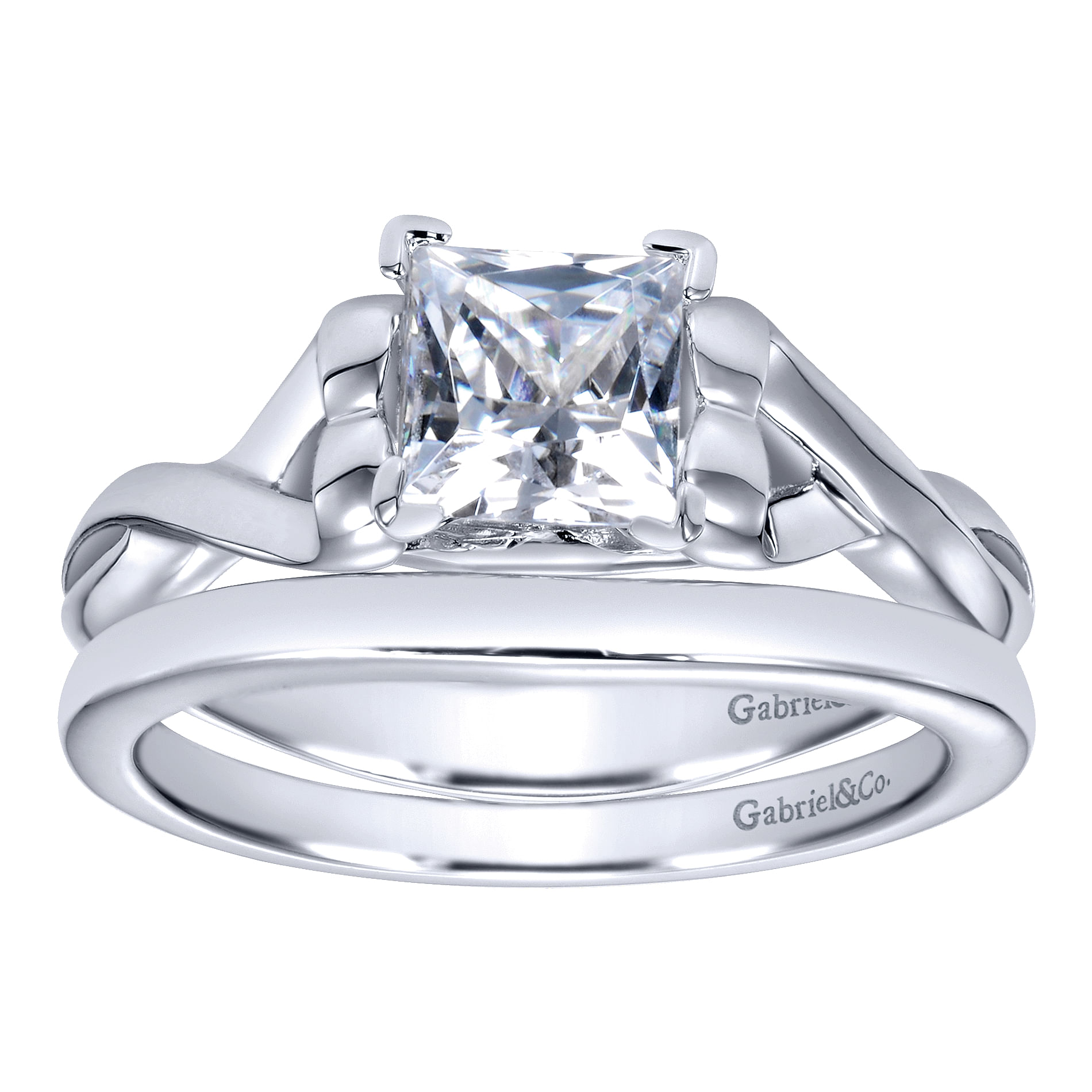 14k White Gold Criss Cross Engagement Ring angle 4 14k White Gold Criss Cross Engagement Ring angle 4