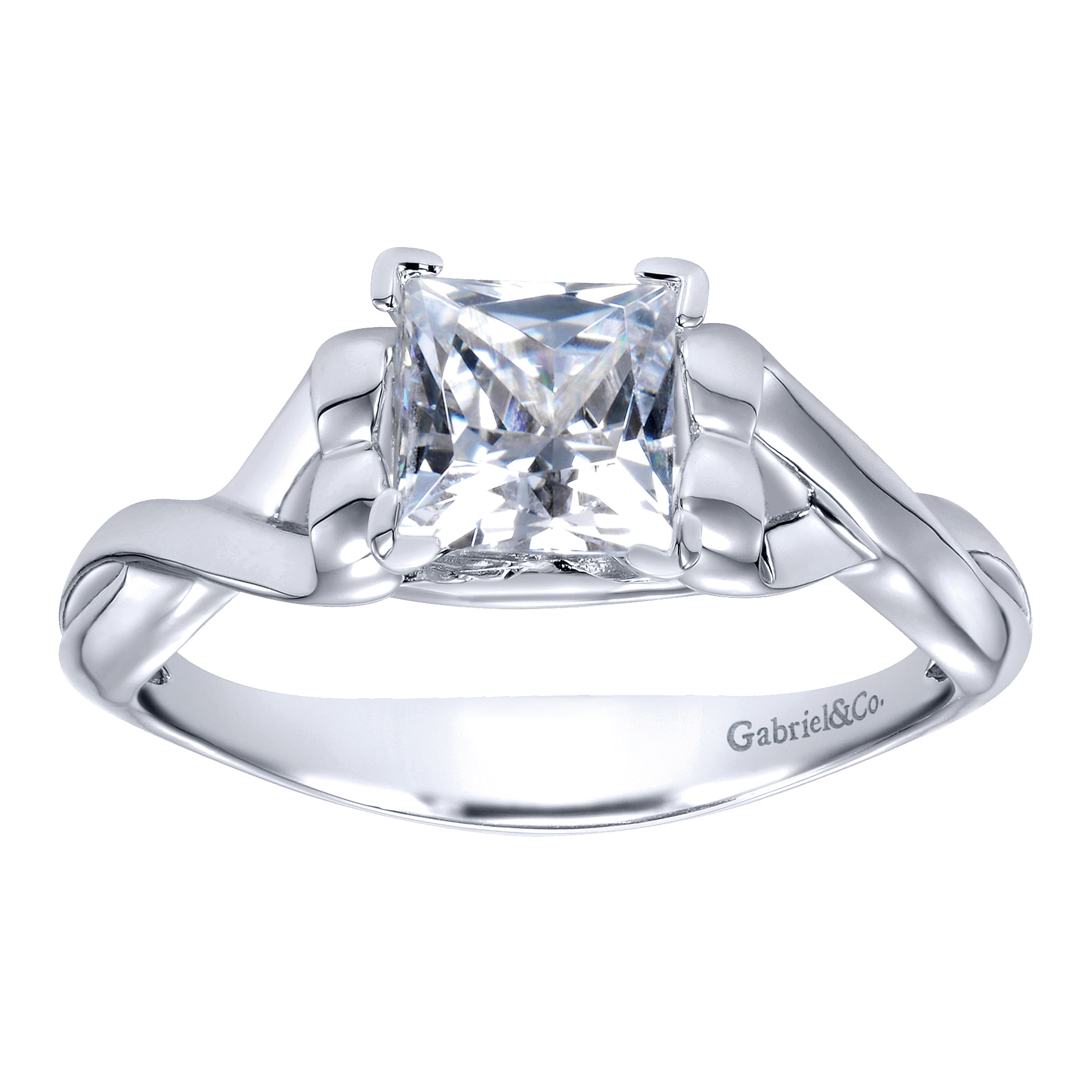 14k White Gold Criss Cross Engagement Ring angle 5 14k White Gold Criss Cross Engagement Ring angle 5
