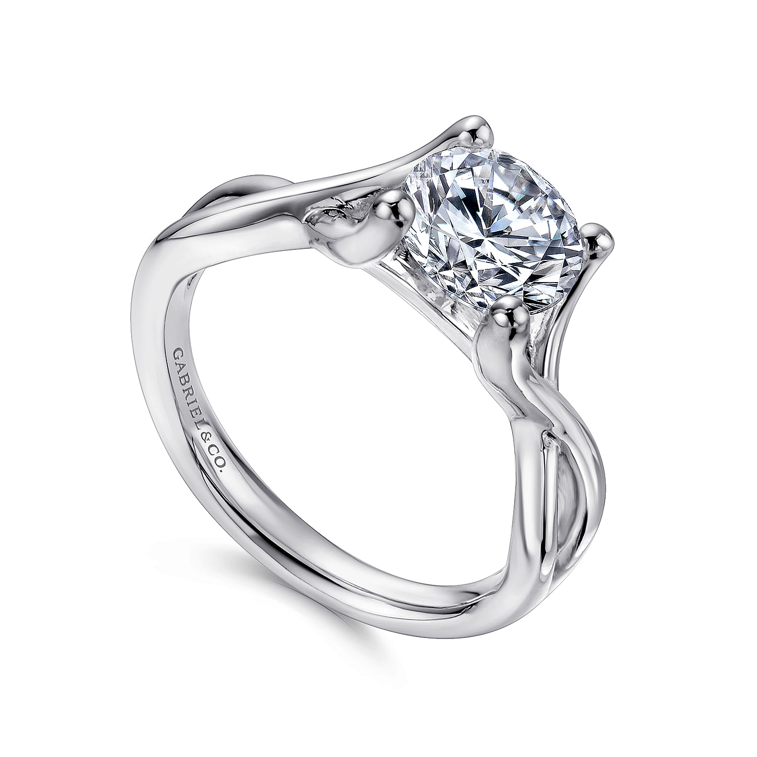14k White Gold Criss Cross Engagement Ring angle 3 14k White Gold Criss Cross Engagement Ring angle 3