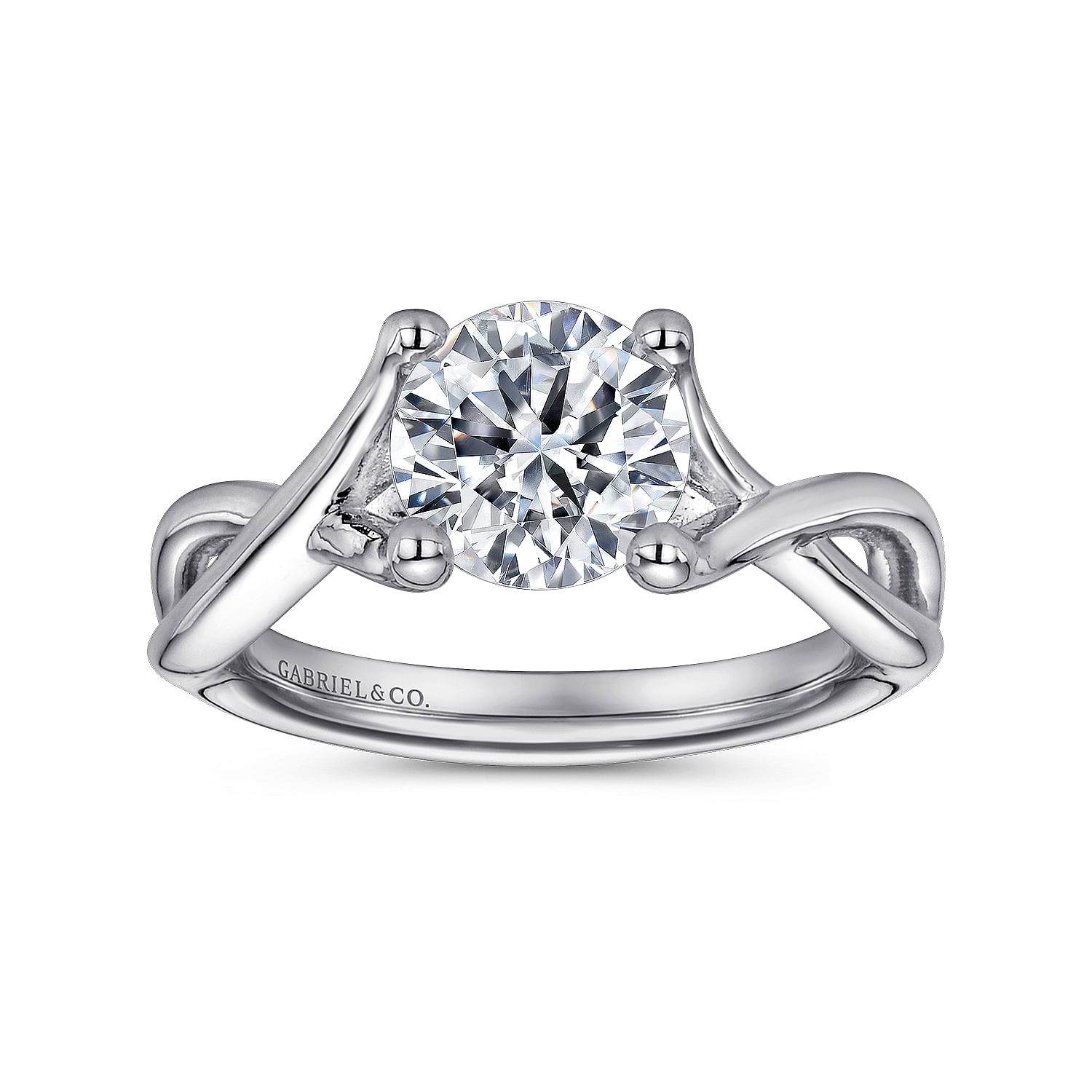 14k White Gold Criss Cross Engagement Ring angle 5 14k White Gold Criss Cross Engagement Ring angle 5