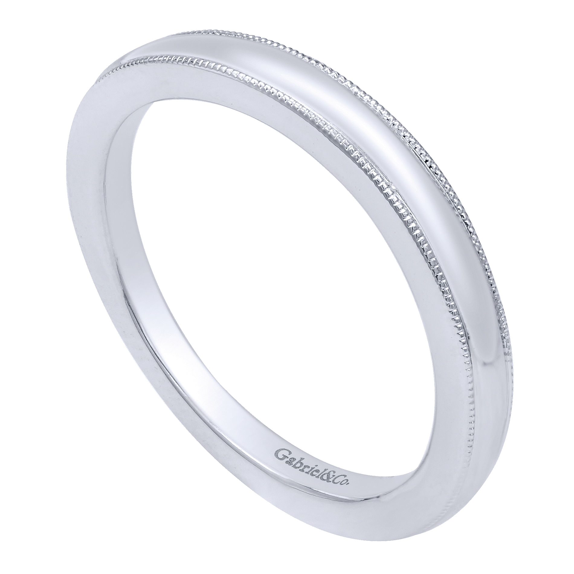 14k White Gold Curved Wedding Band angle 3 14k White Gold Curved Wedding Band angle 3