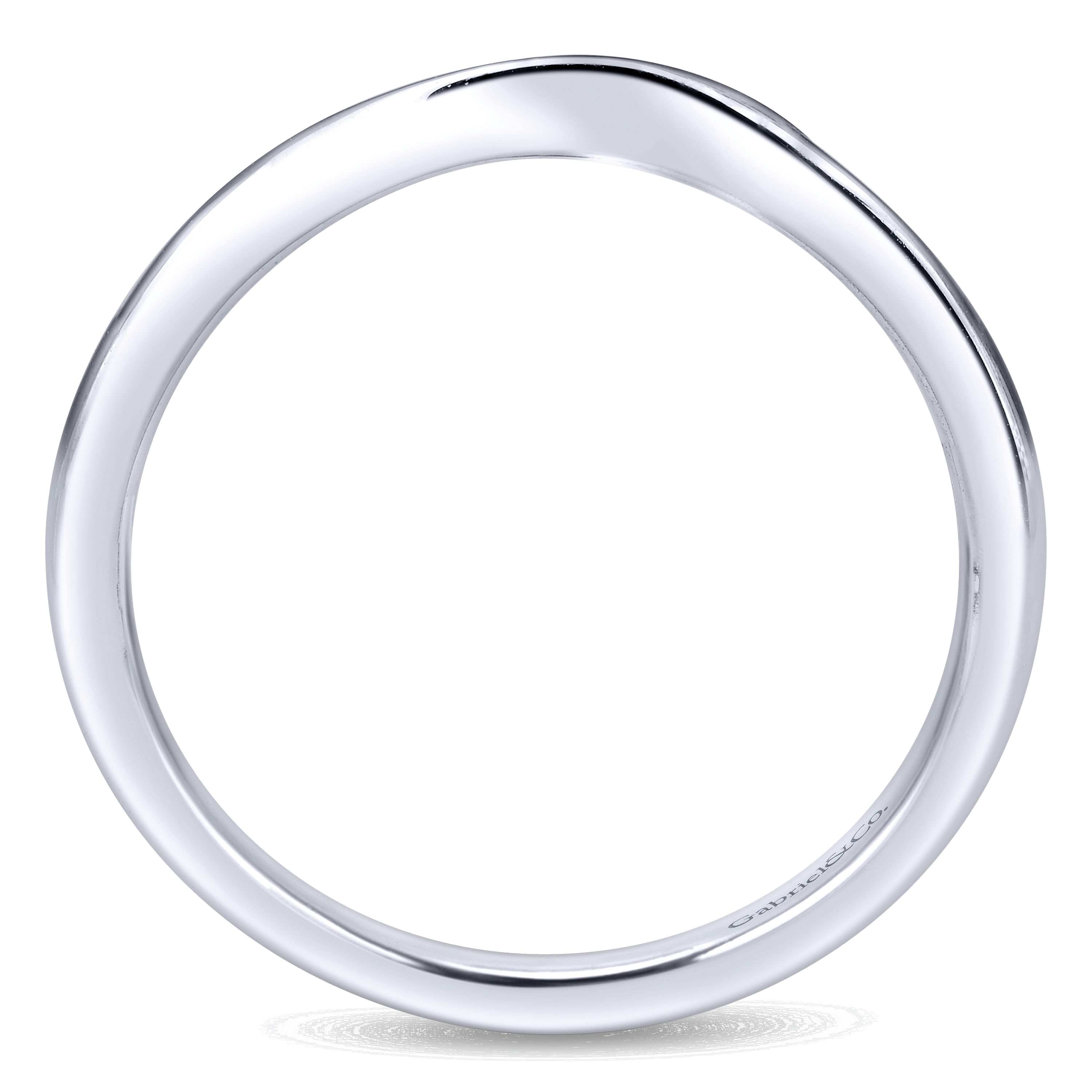 14k White Gold Curved Wedding Band angle 2 14k White Gold Curved Wedding Band angle 2