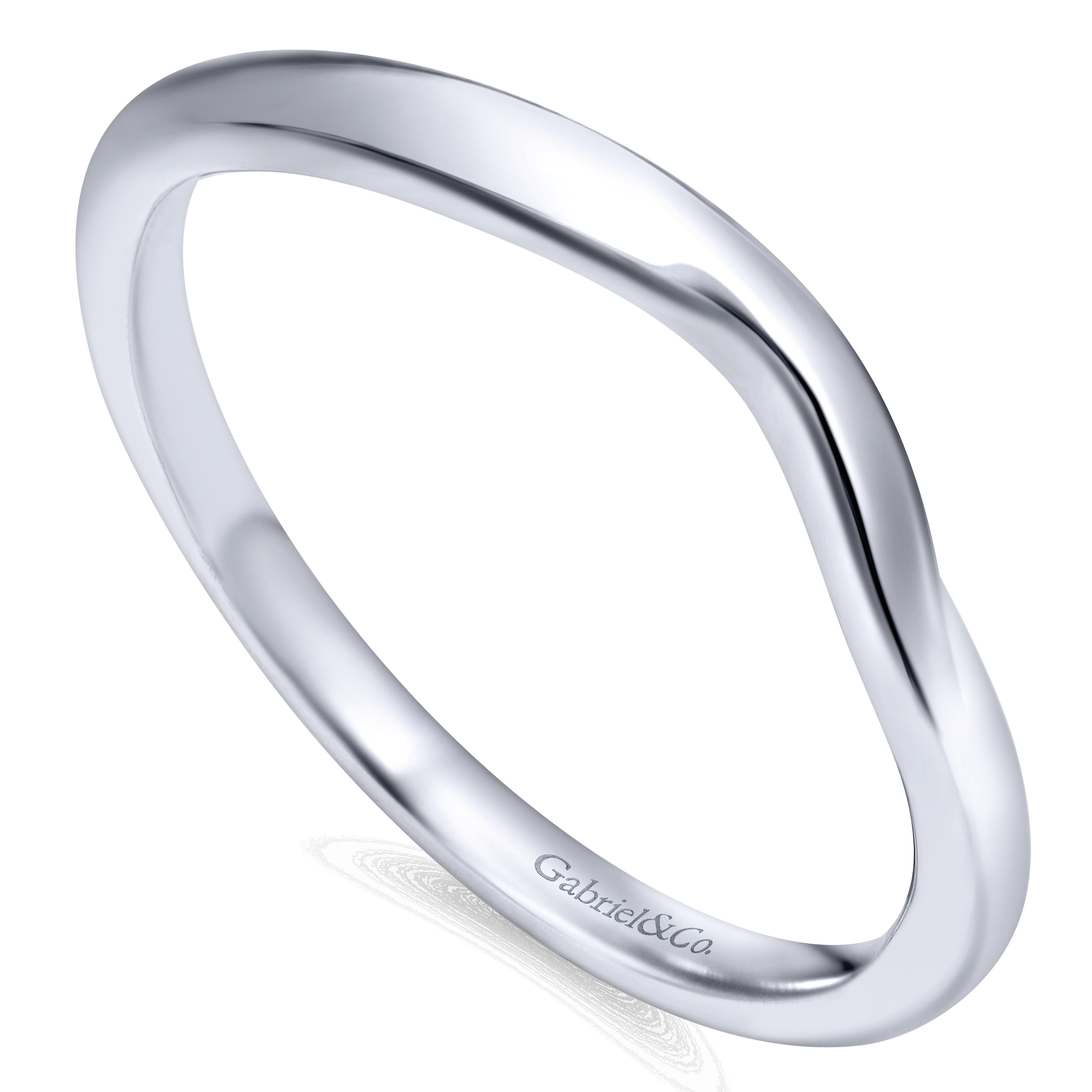14k White Gold Curved Wedding Band angle 3 14k White Gold Curved Wedding Band angle 3