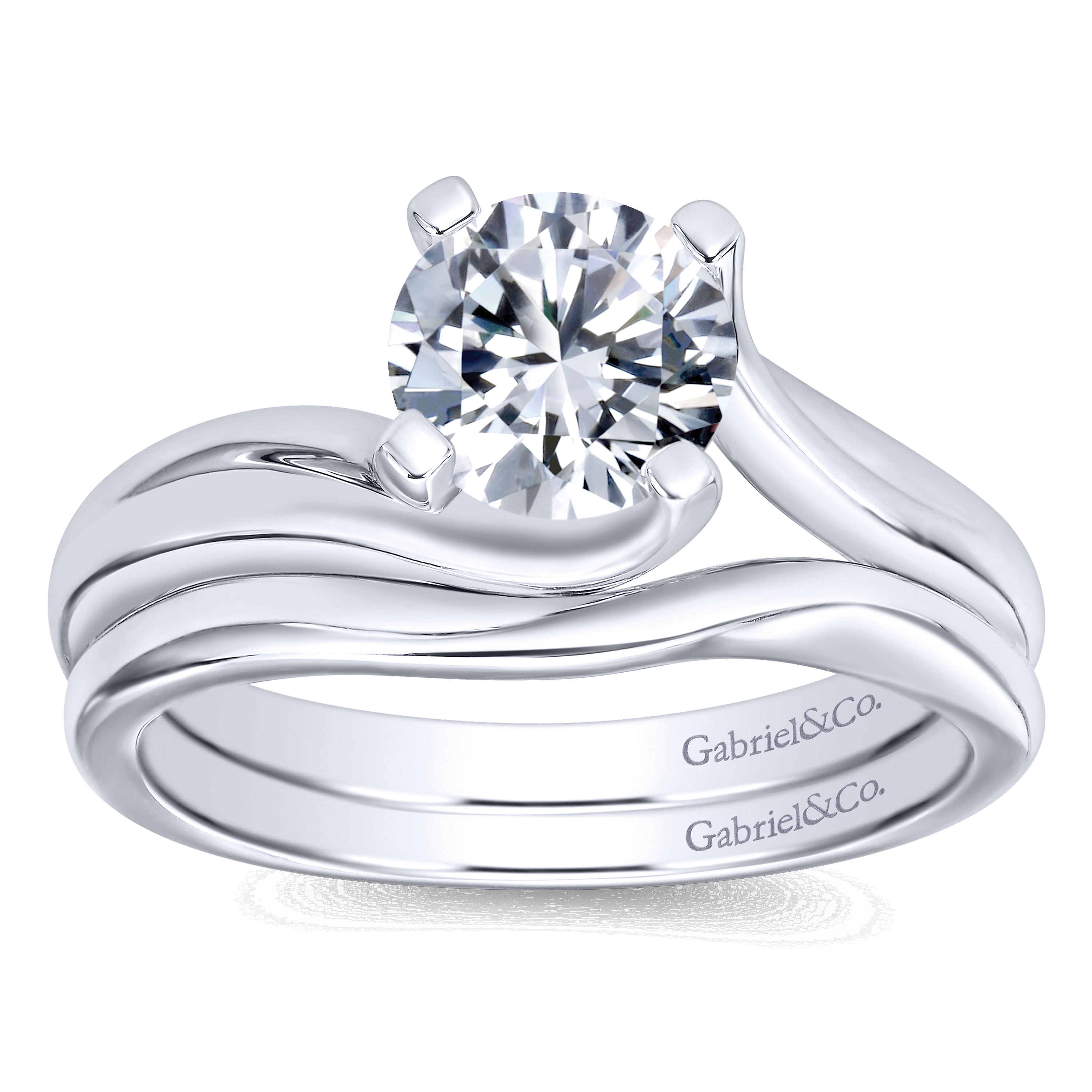 14k White Gold Curved Wedding Band angle 4 14k White Gold Curved Wedding Band angle 4