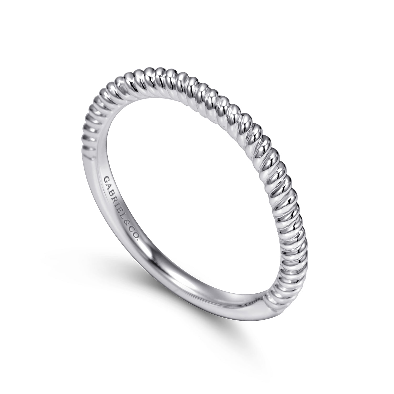 14k White Gold Curved Wedding Band angle 3 14k White Gold Curved Wedding Band angle 3