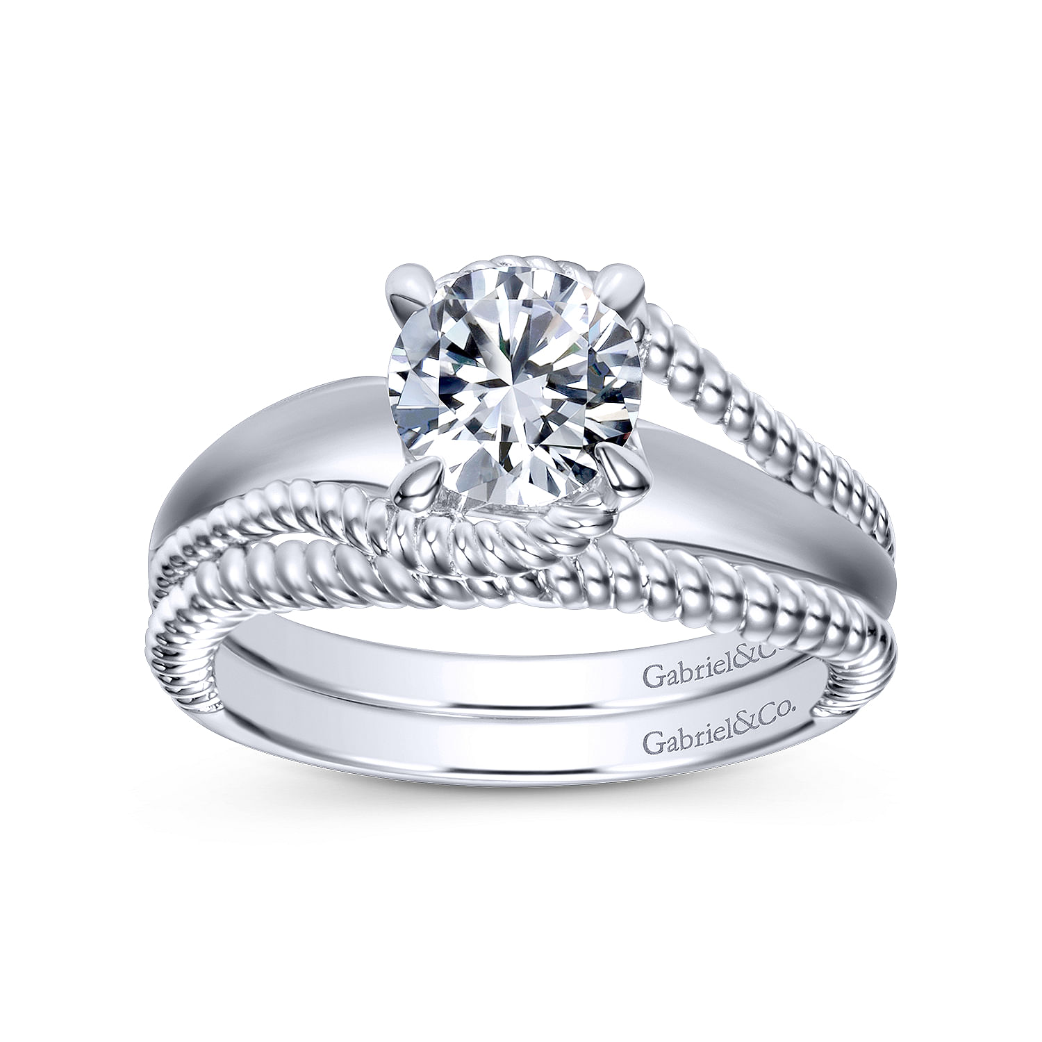 14k White Gold Curved Wedding Band angle 4 14k White Gold Curved Wedding Band angle 4