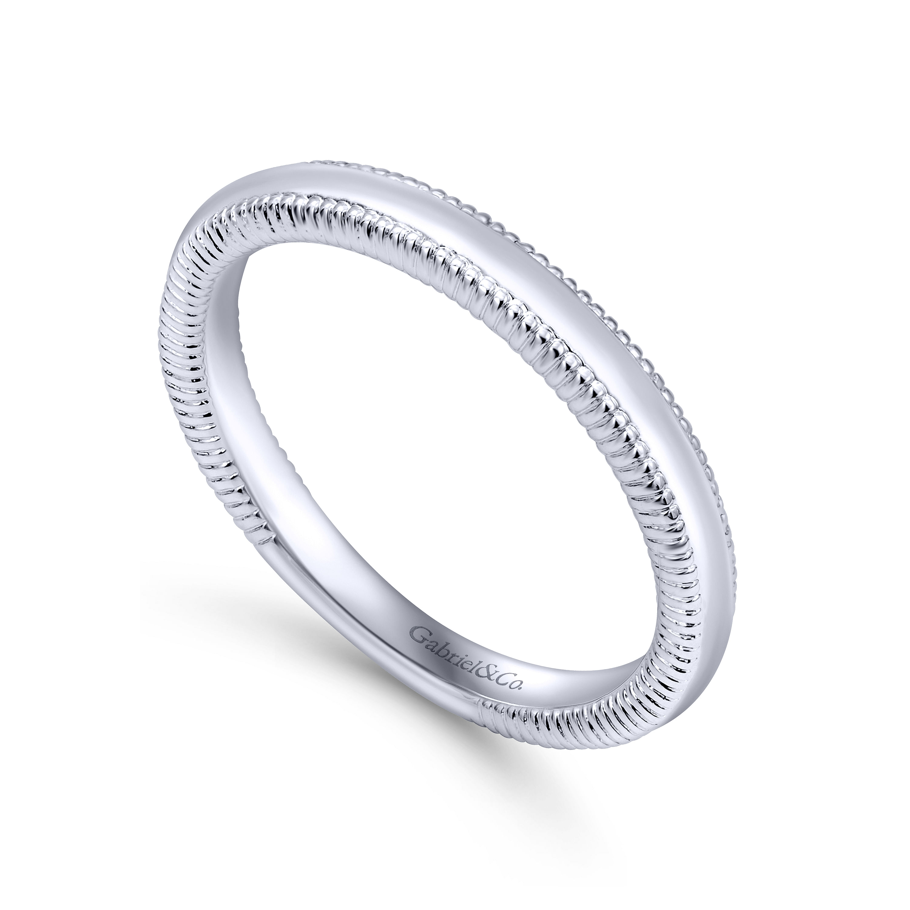 14k White Gold Curved Wedding Band angle 3 14k White Gold Curved Wedding Band angle 3