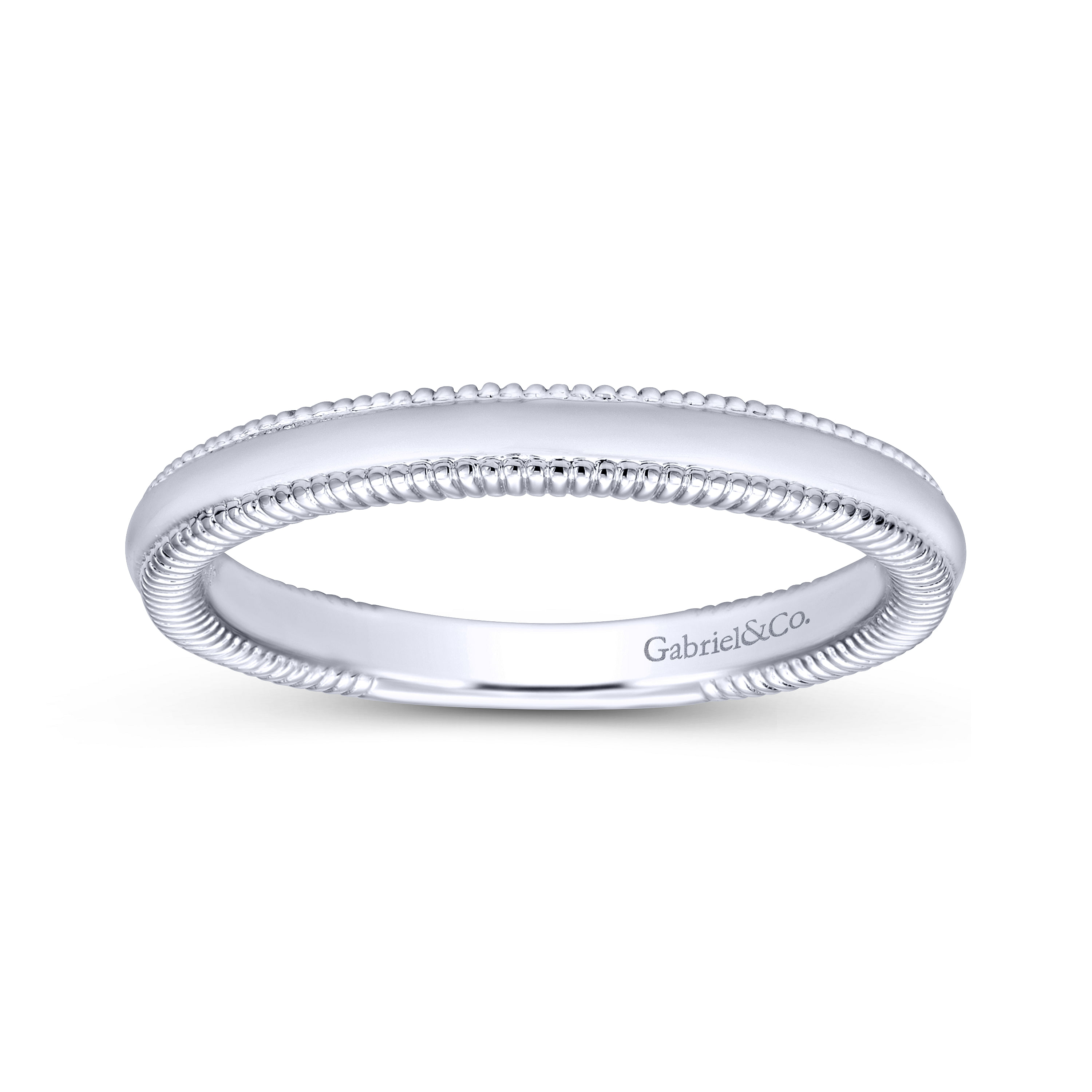 14k White Gold Curved Wedding Band angle 5 14k White Gold Curved Wedding Band angle 5