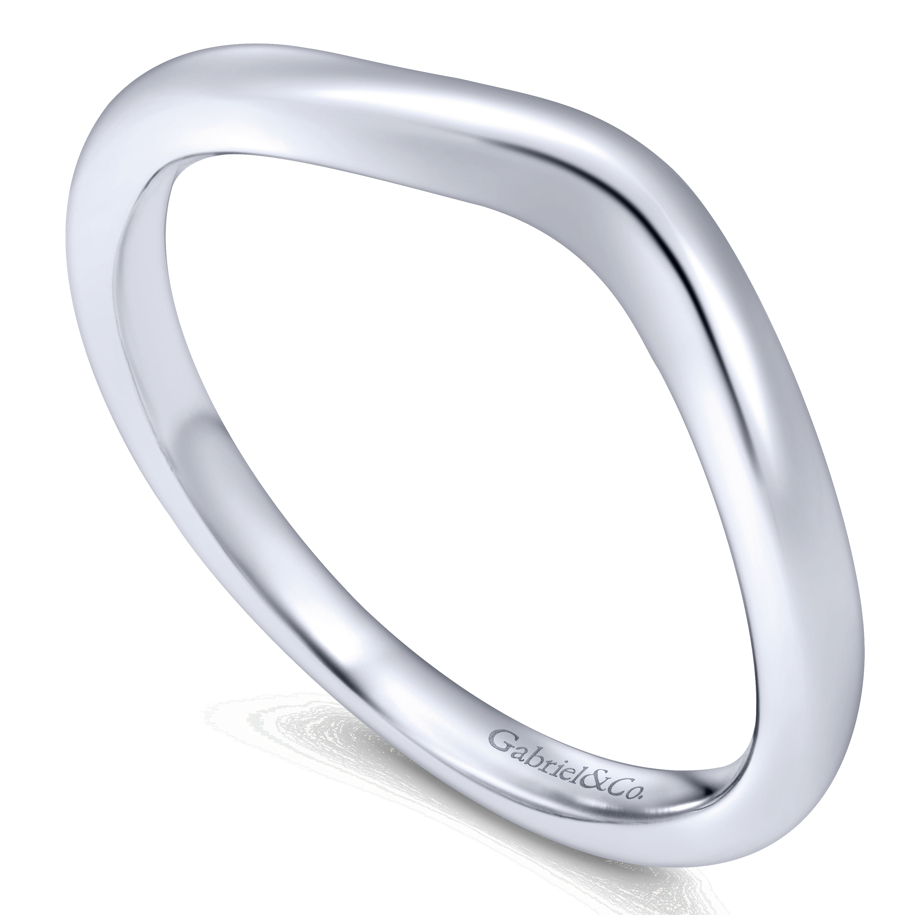 14k White Gold Curved Wedding Band angle 3 14k White Gold Curved Wedding Band angle 3