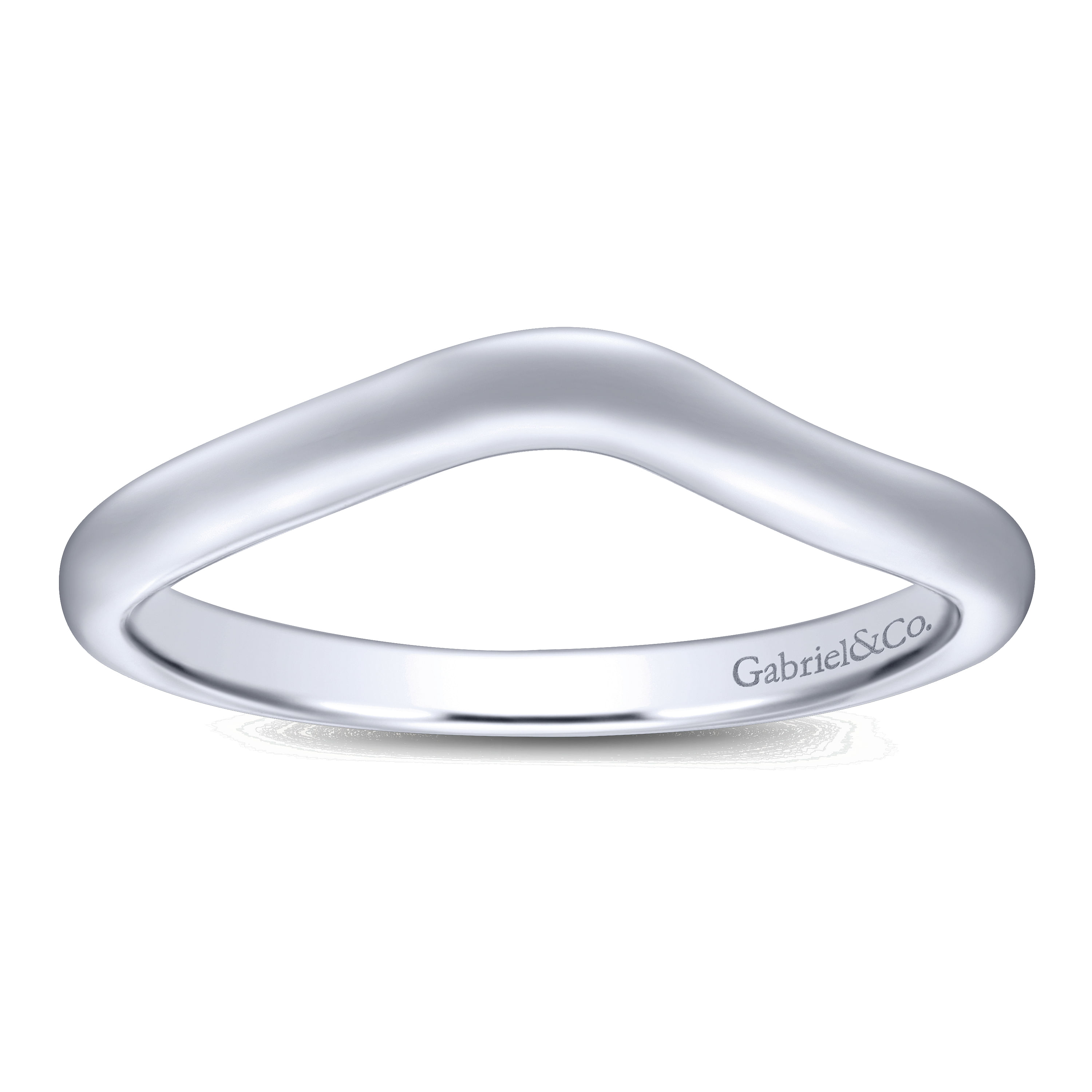 14k White Gold Curved Wedding Band angle 5 14k White Gold Curved Wedding Band angle 5