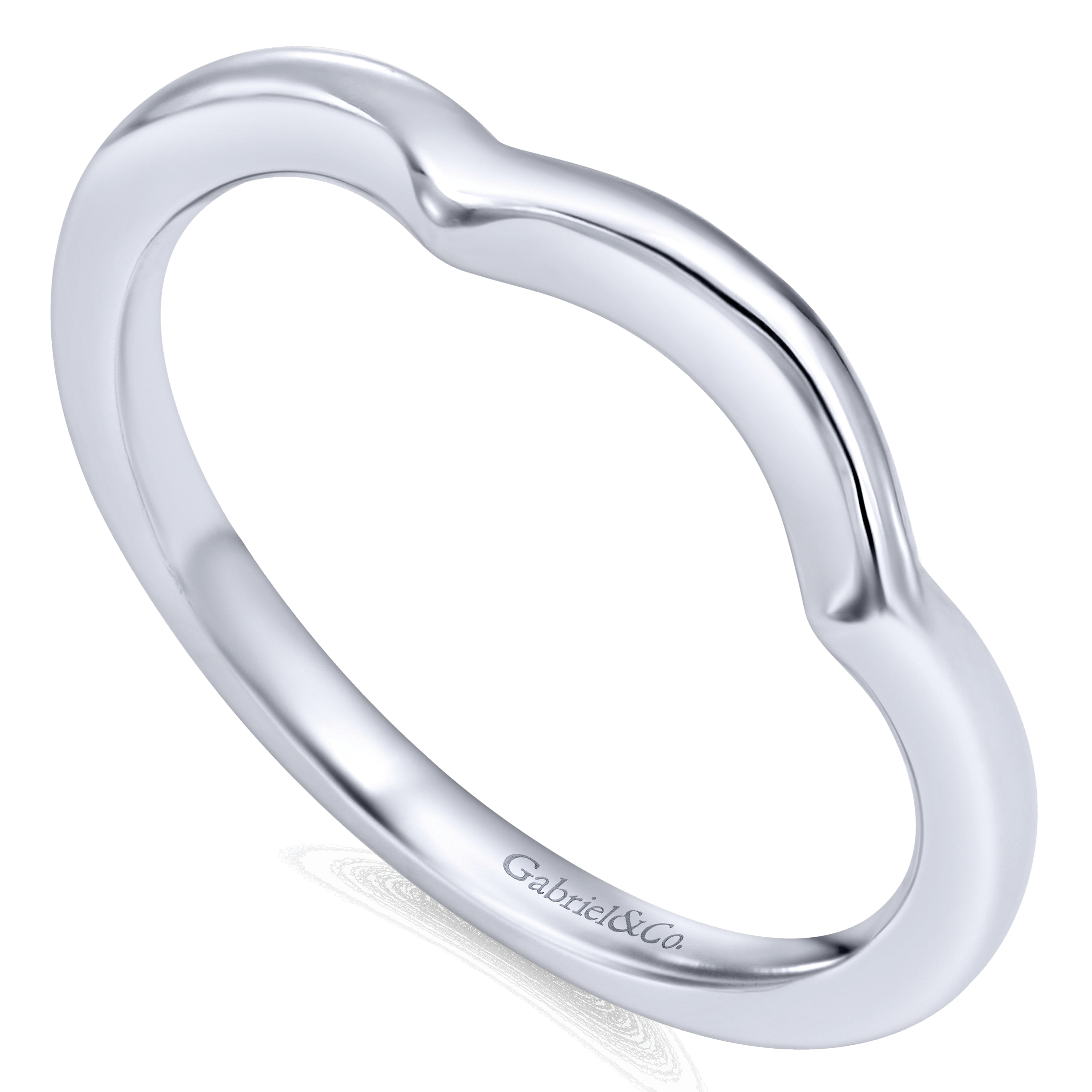 14k White Gold Curved Wedding Band angle 3 14k White Gold Curved Wedding Band angle 3