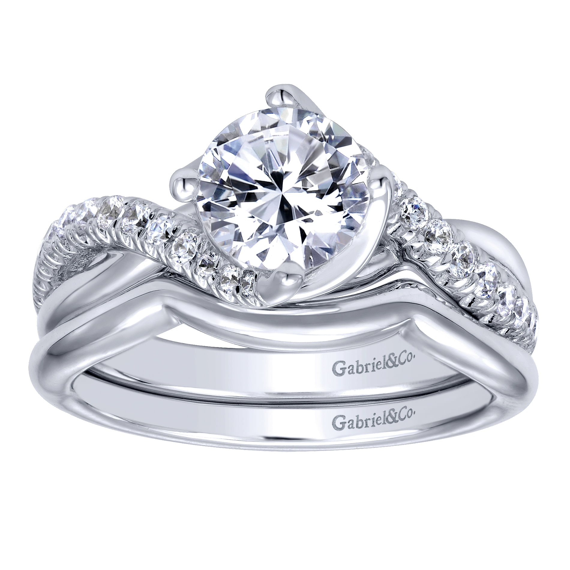14k White Gold Curved Wedding Band angle 4 14k White Gold Curved Wedding Band angle 4