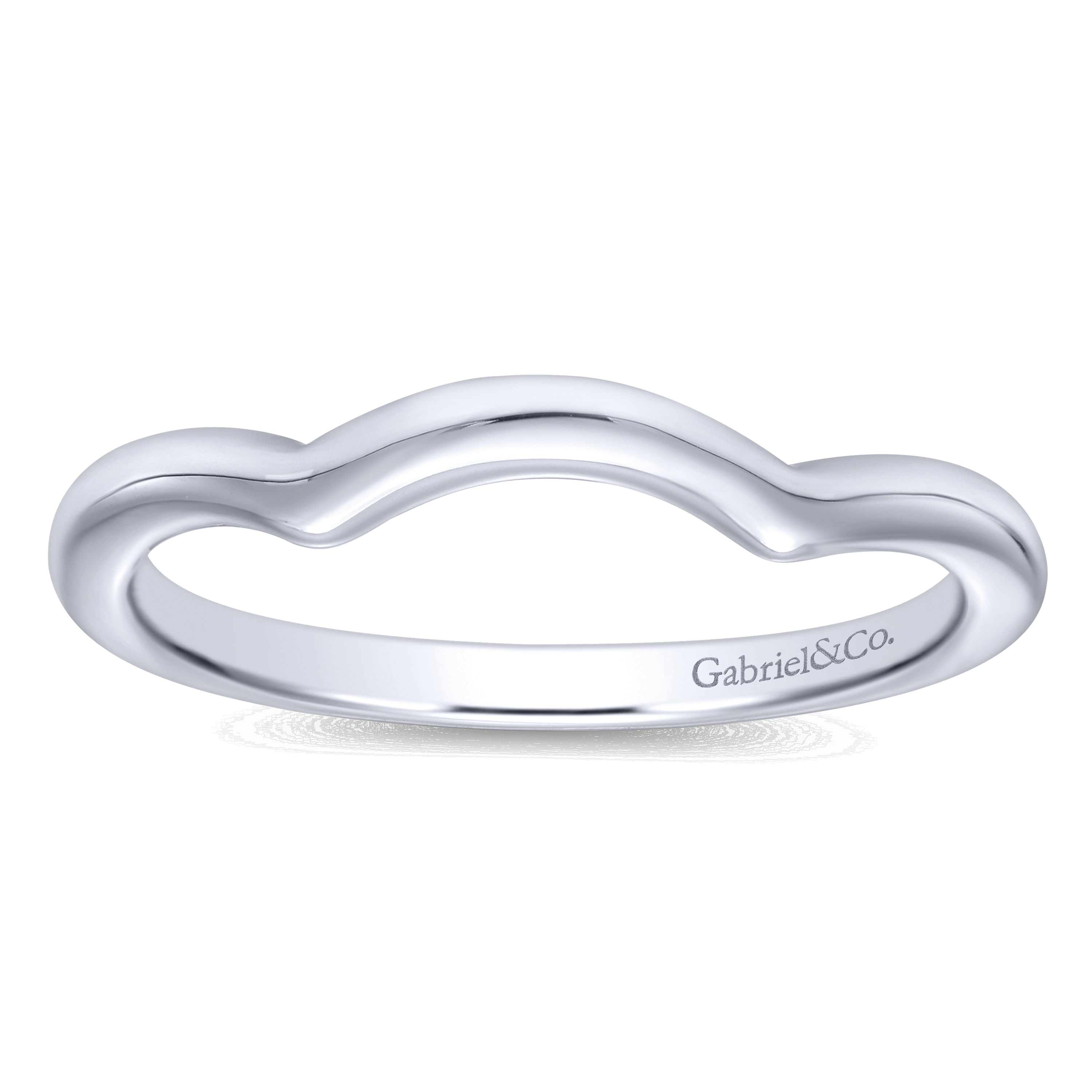 14k White Gold Curved Wedding Band angle 5 14k White Gold Curved Wedding Band angle 5