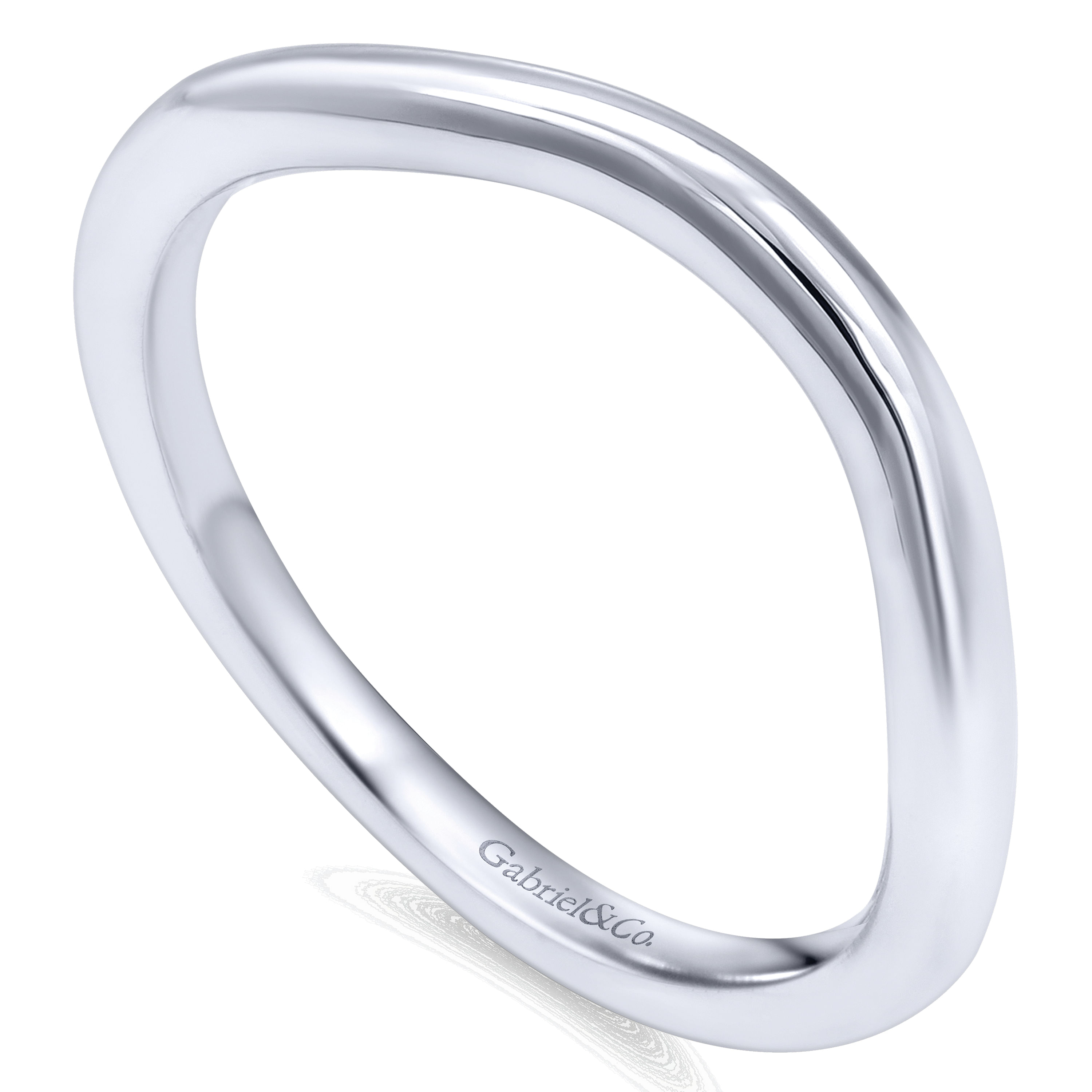 14k White Gold Curved Wedding Band angle 3 14k White Gold Curved Wedding Band angle 3