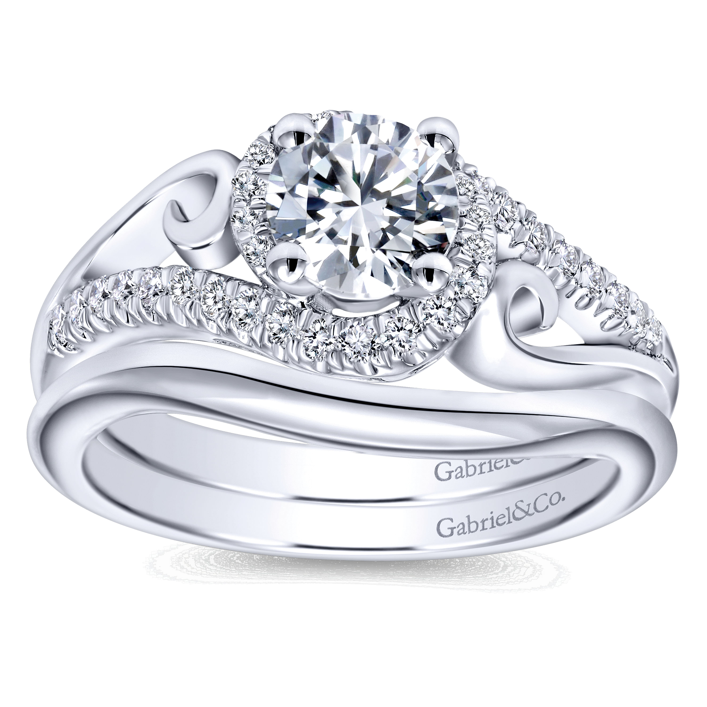 14k White Gold Curved Wedding Band angle 4 14k White Gold Curved Wedding Band angle 4