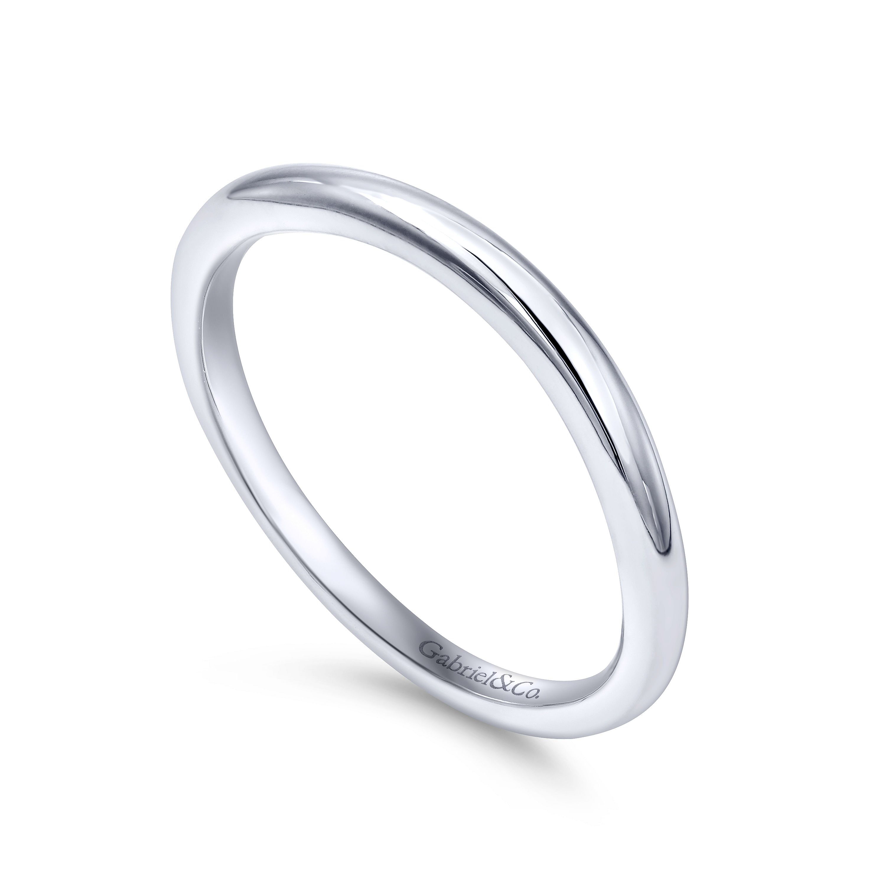 14k White Gold Curved Wedding Band angle 3 14k White Gold Curved Wedding Band angle 3
