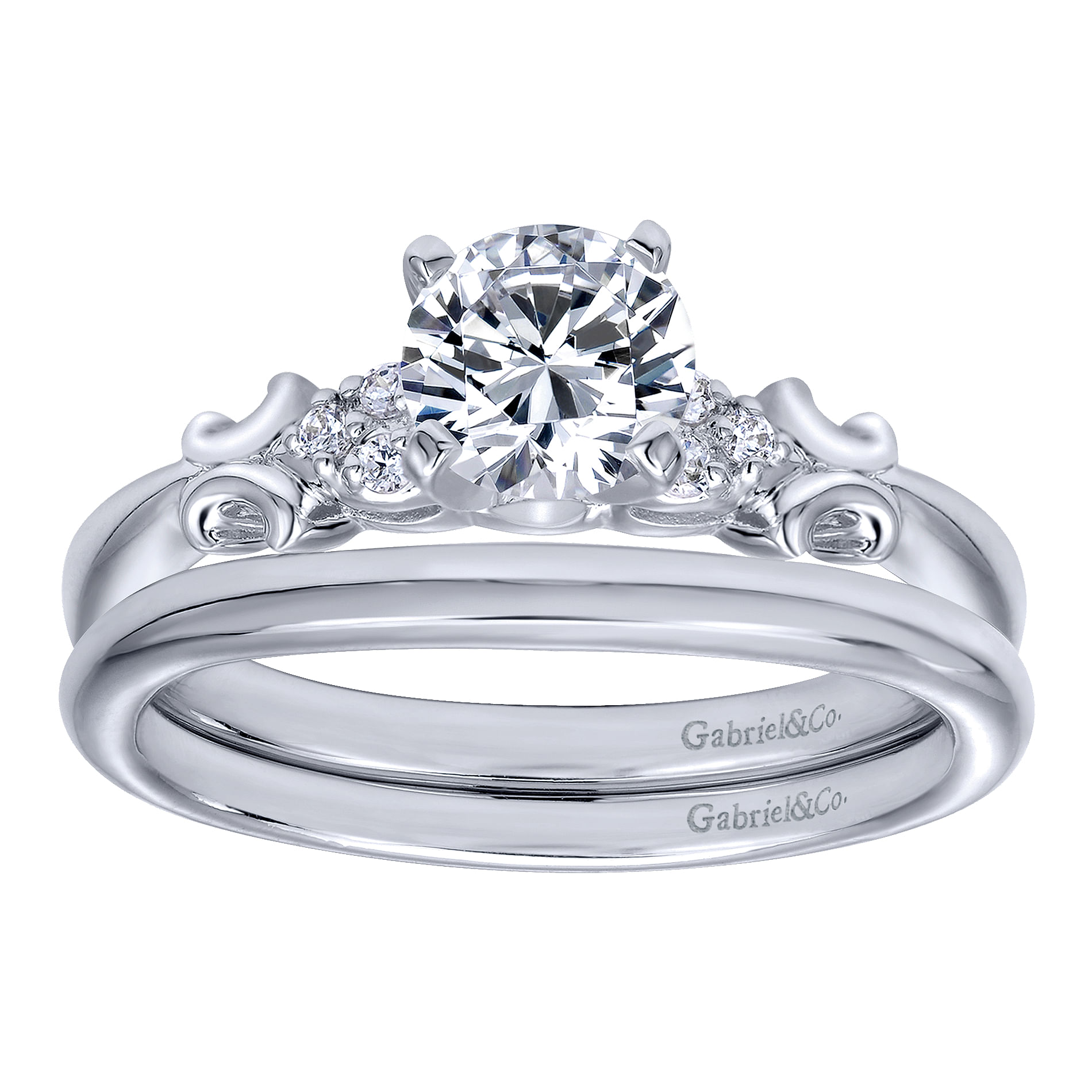 14k White Gold Curved Wedding Band angle 4 14k White Gold Curved Wedding Band angle 4