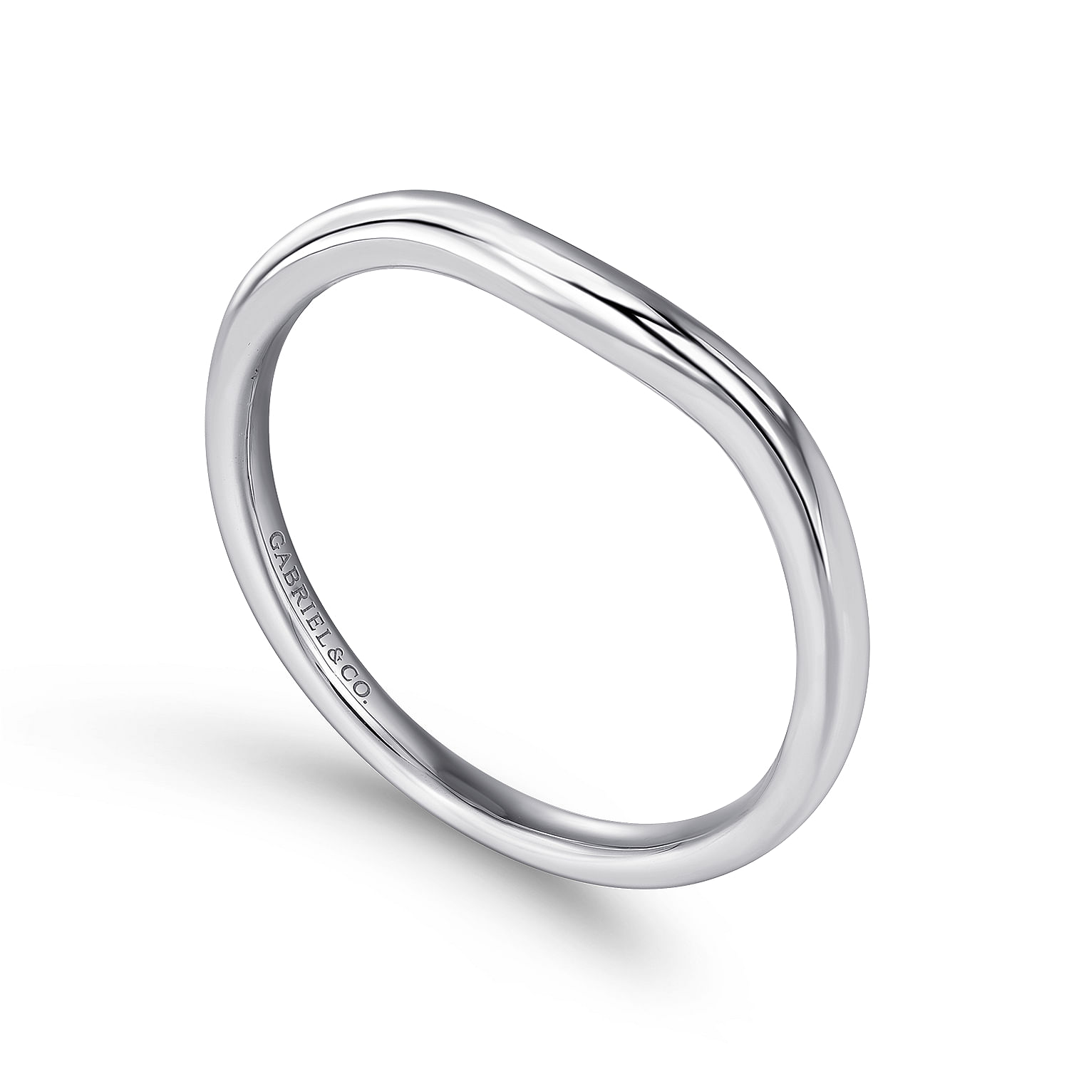 14k White Gold Curved Wedding Band angle 3 14k White Gold Curved Wedding Band angle 3