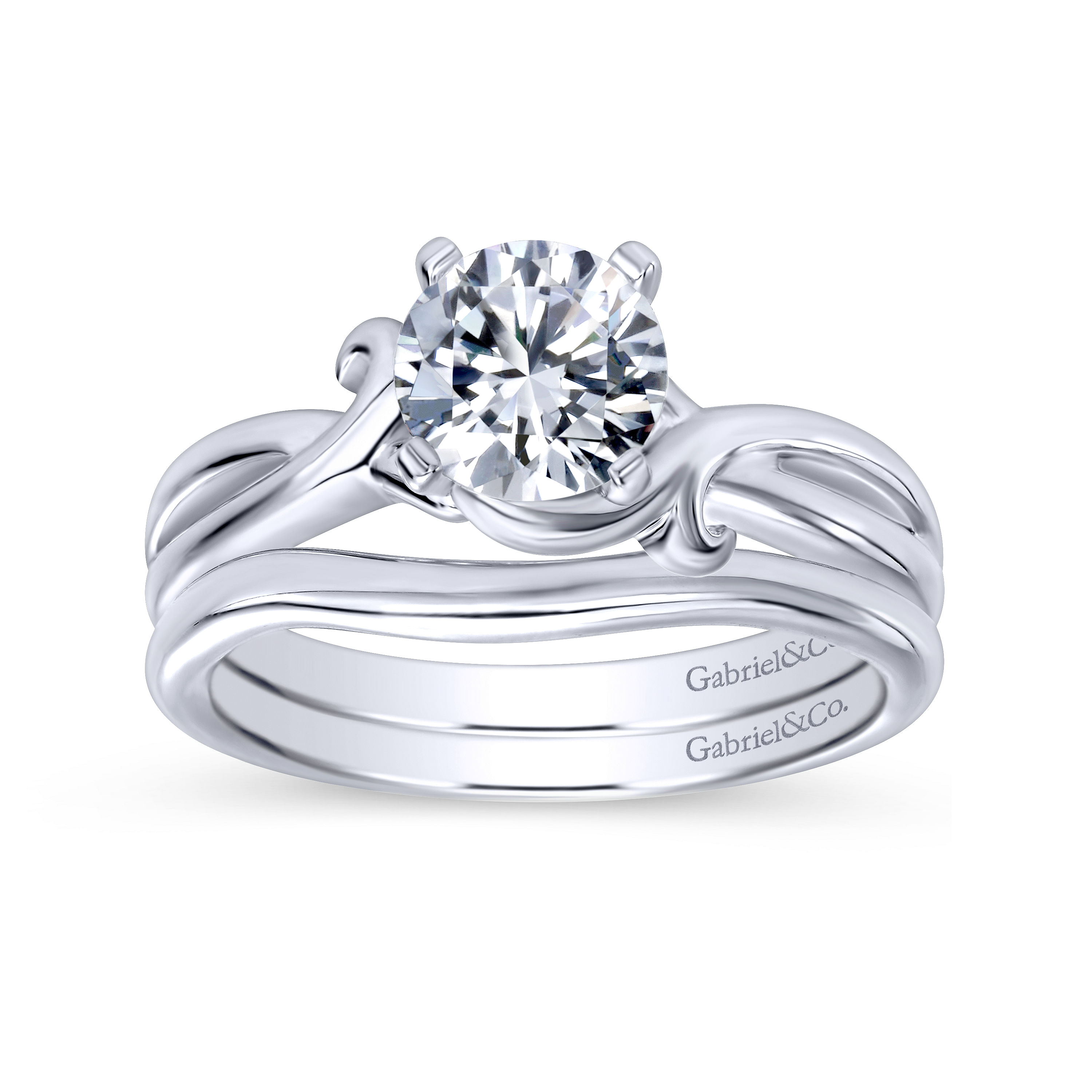 14k White Gold Curved Wedding Band angle 4 14k White Gold Curved Wedding Band angle 4
