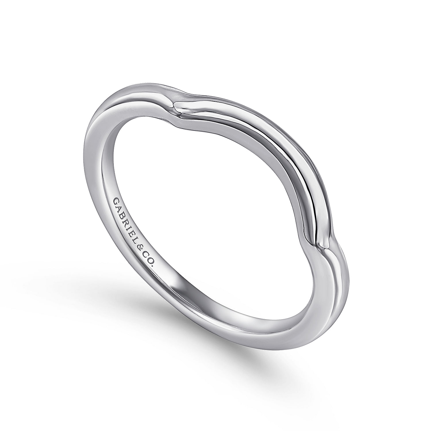 14k White Gold Curved Wedding Band angle 3 14k White Gold Curved Wedding Band angle 3