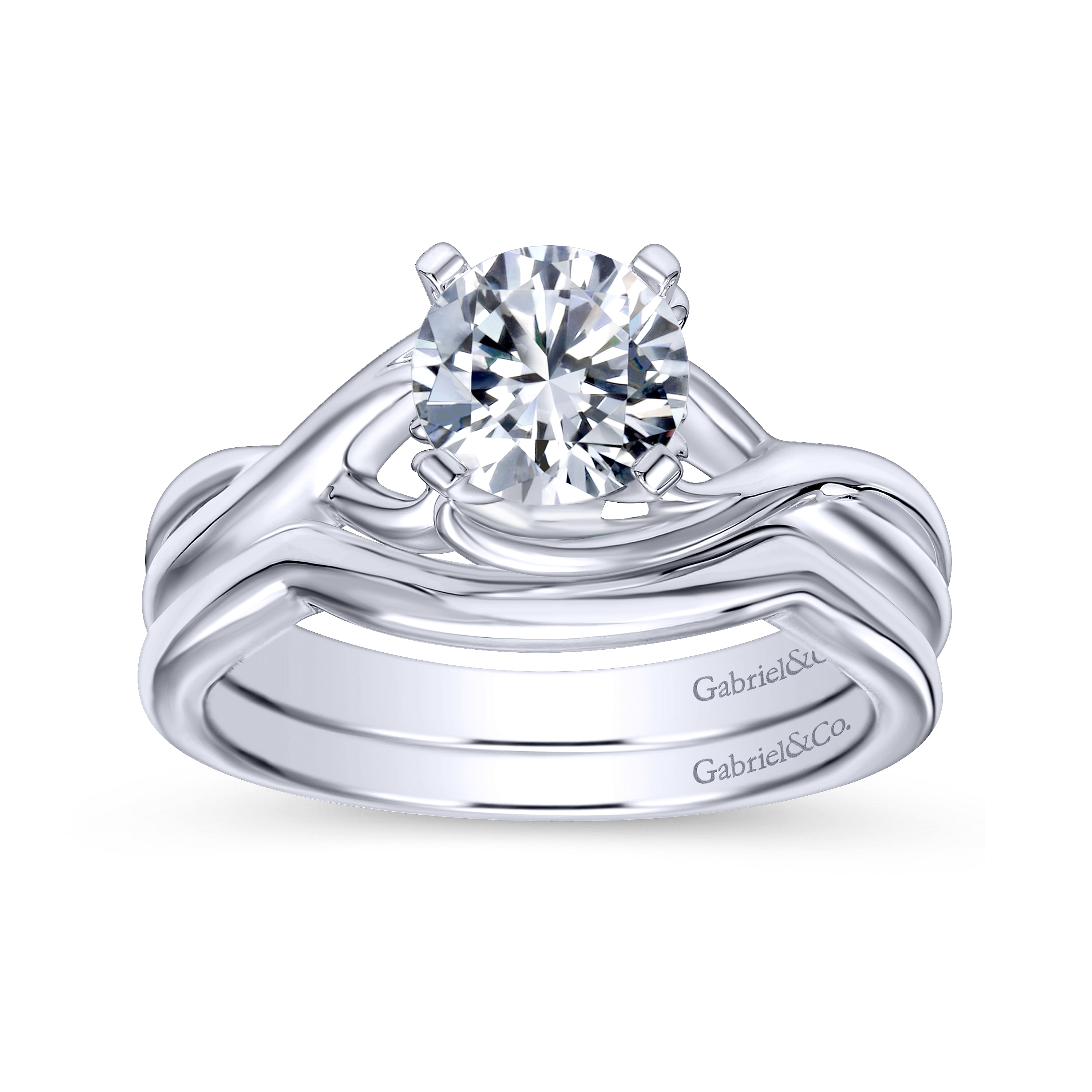 14k White Gold Curved Wedding Band angle 4 14k White Gold Curved Wedding Band angle 4