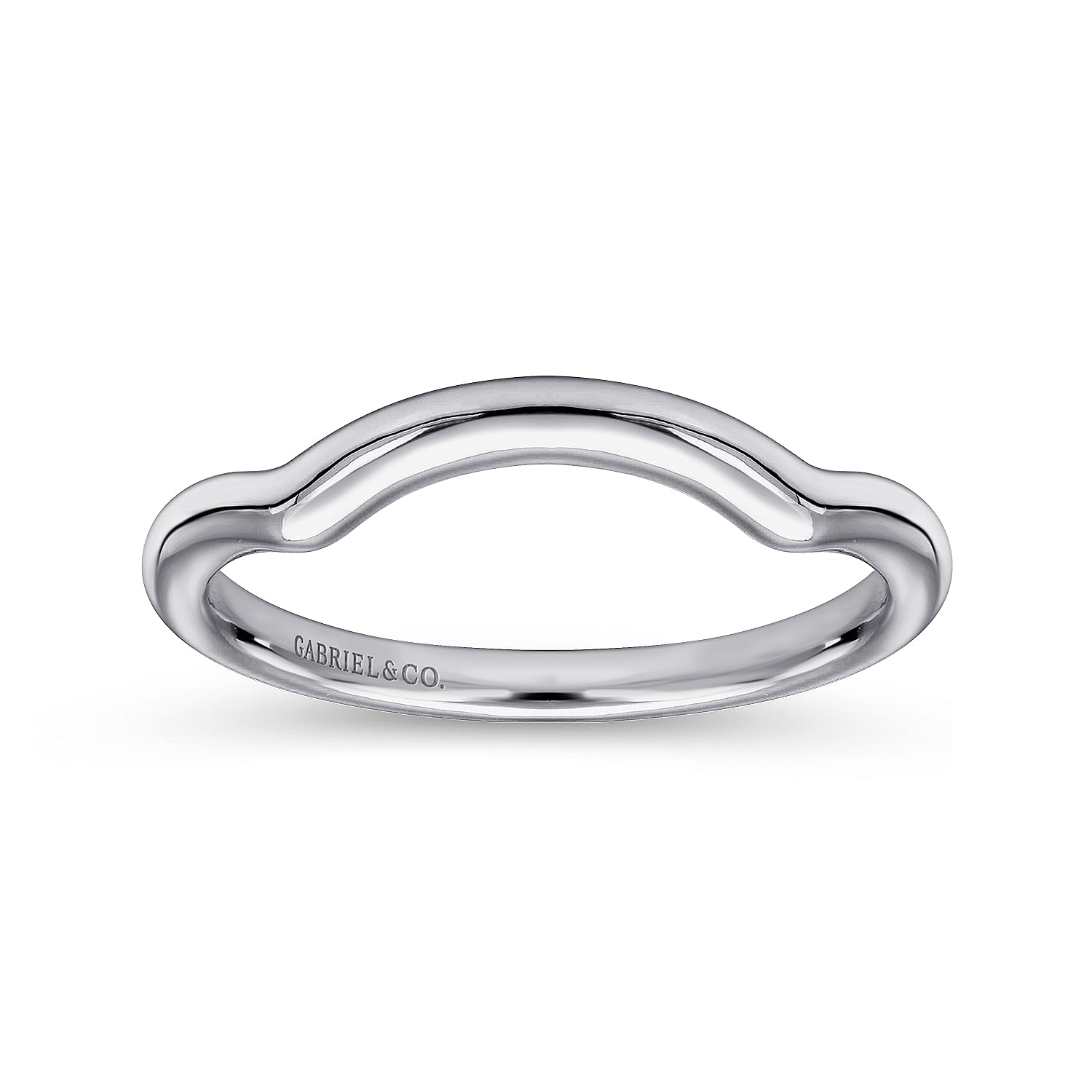 14k White Gold Curved Wedding Band angle 5 14k White Gold Curved Wedding Band angle 5