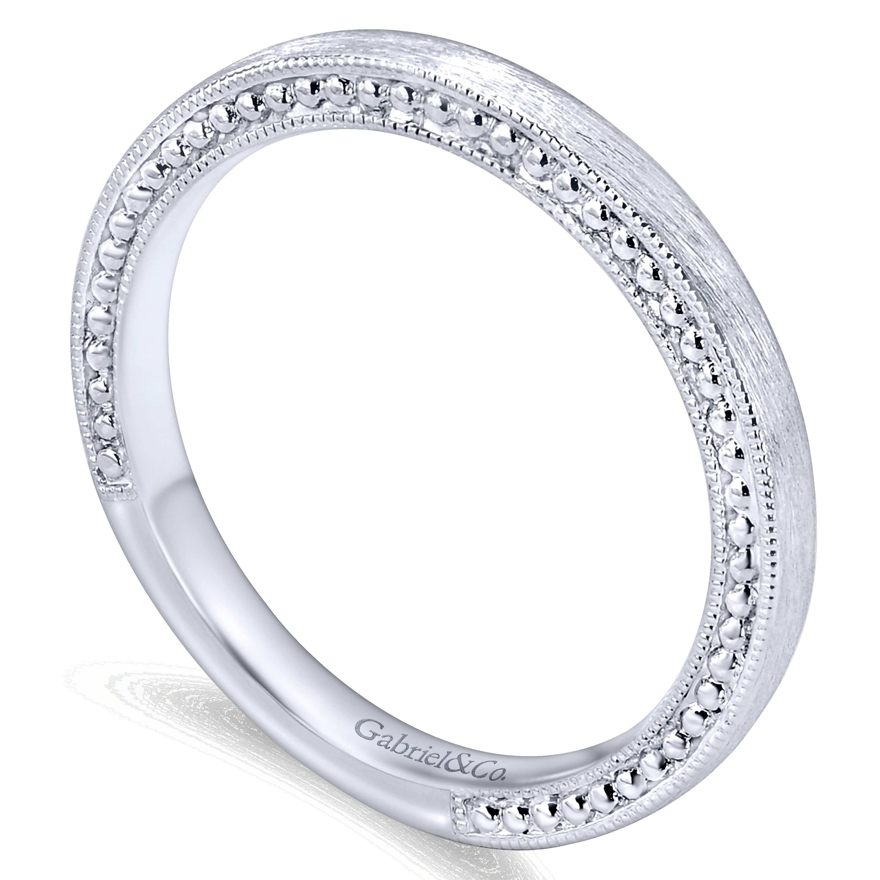 14k White Gold Curved Wedding Band angle 3 14k White Gold Curved Wedding Band angle 3