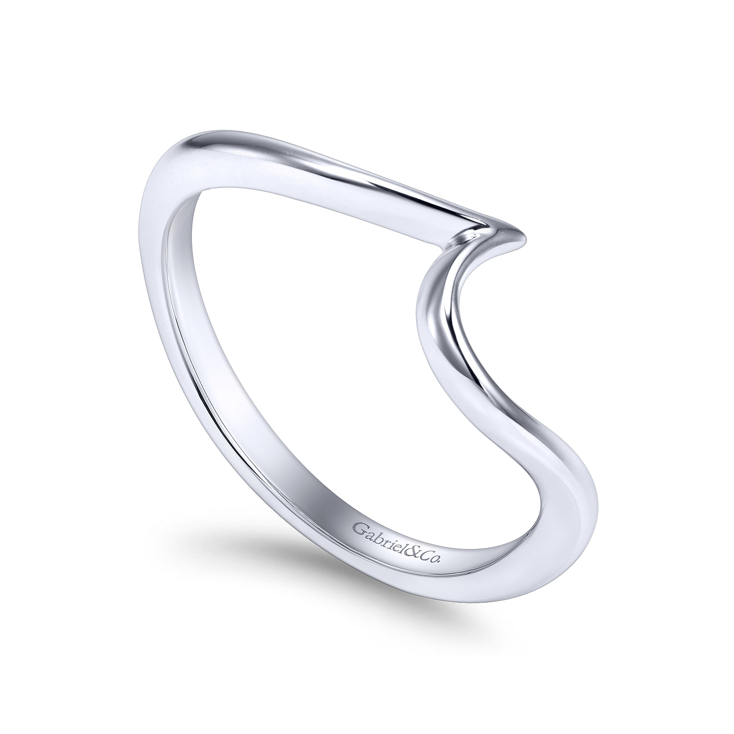 14k White Gold Curved Wedding Band angle 3 14k White Gold Curved Wedding Band angle 3