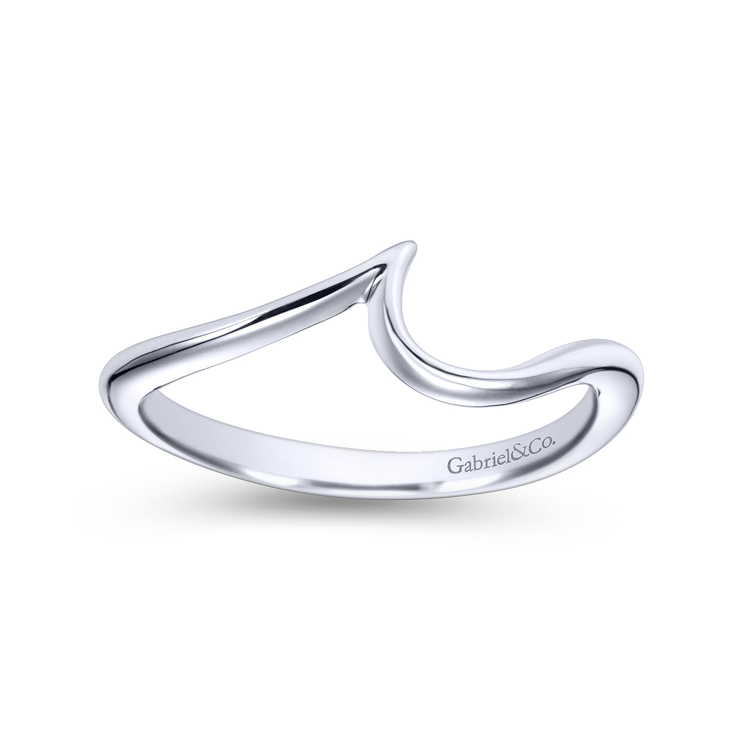 14k White Gold Curved Wedding Band angle 5 14k White Gold Curved Wedding Band angle 5