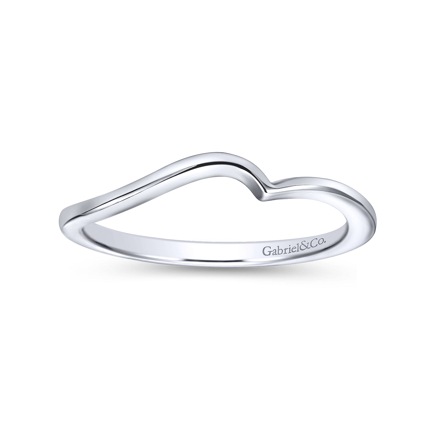 14k White Gold Curved Wedding Band angle 5 14k White Gold Curved Wedding Band angle 5