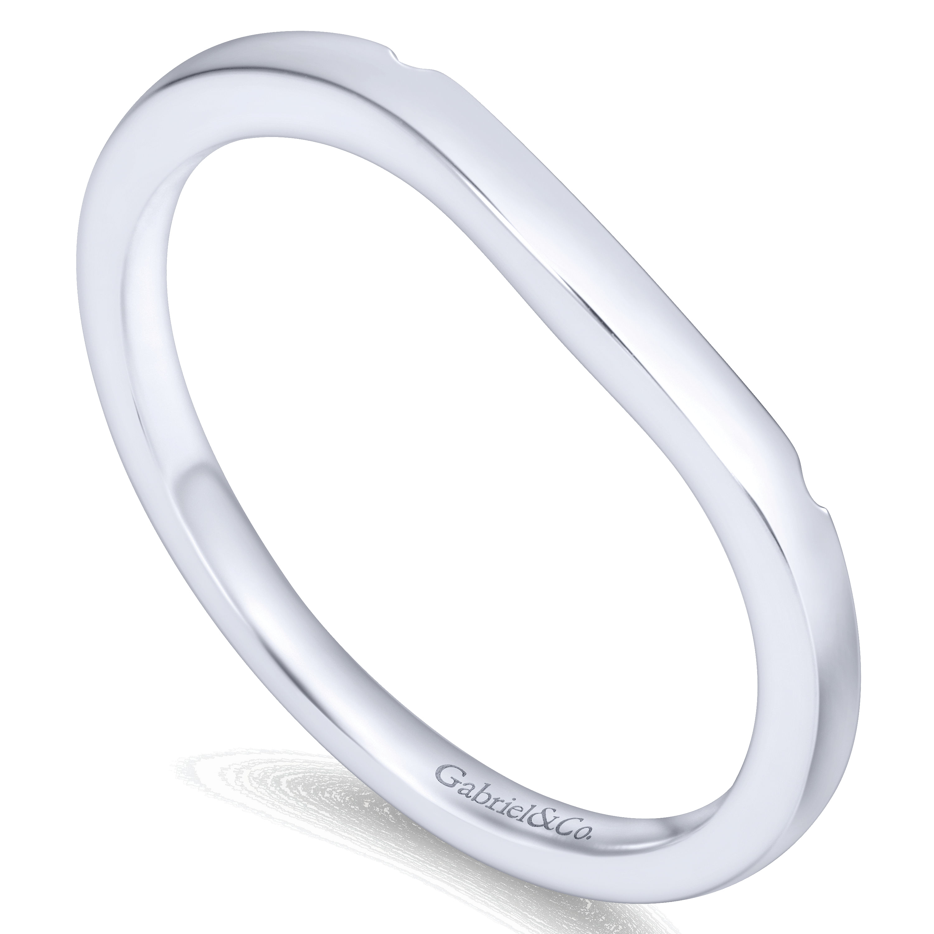 14k White Gold Curved Wedding Band angle 3 14k White Gold Curved Wedding Band angle 3