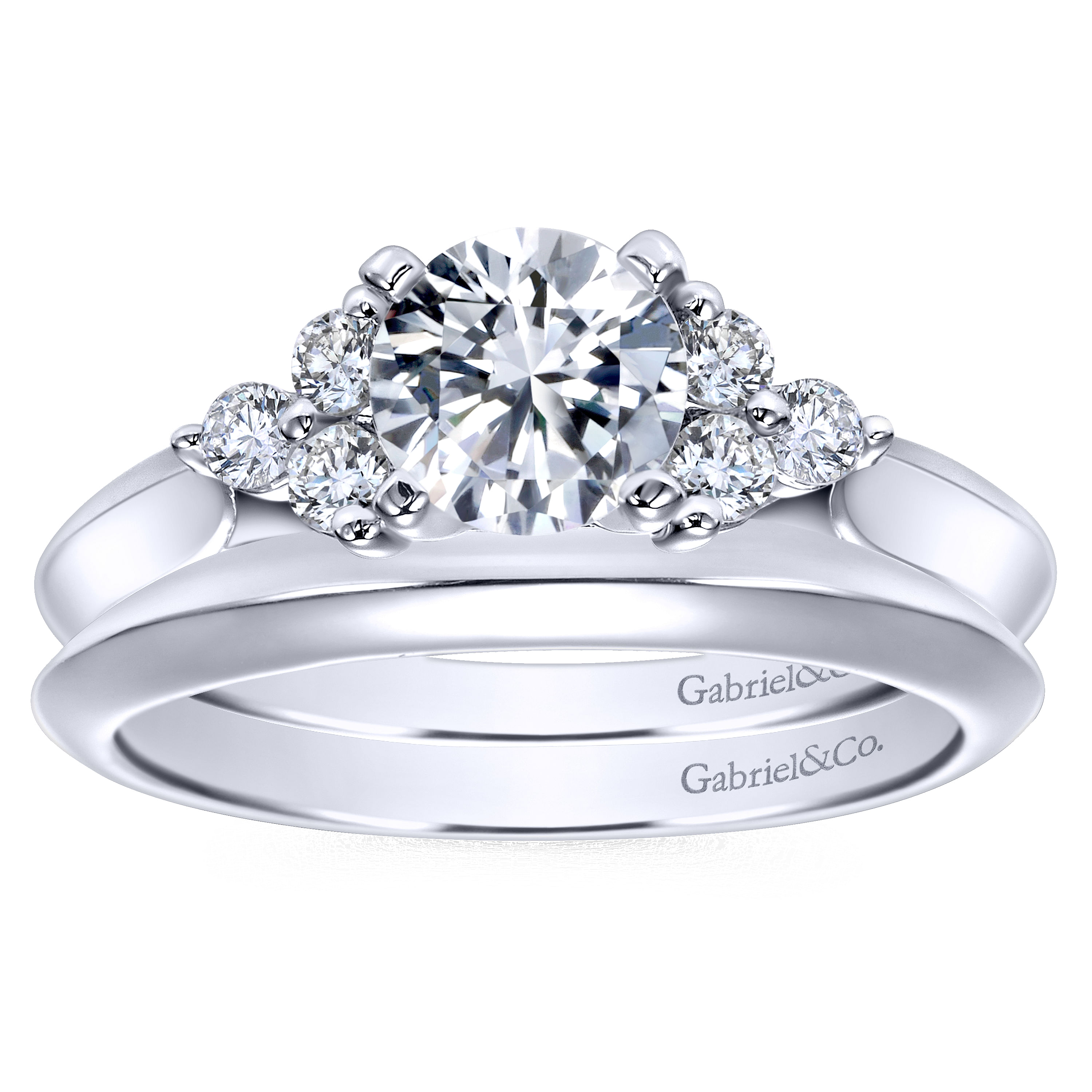 14k White Gold Curved Wedding Band angle 4 14k White Gold Curved Wedding Band angle 4
