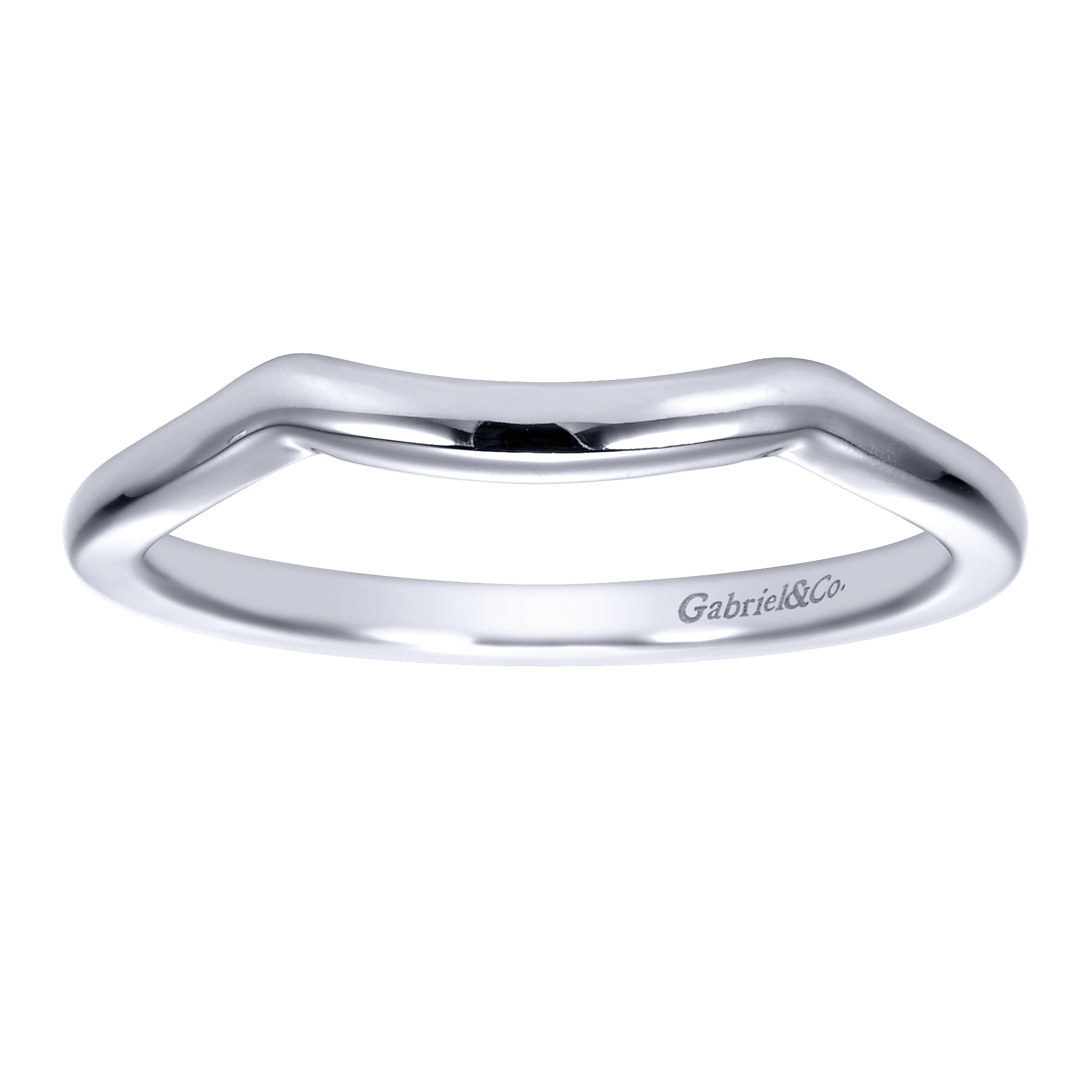14k White Gold Curved Wedding Band angle 5 14k White Gold Curved Wedding Band angle 5