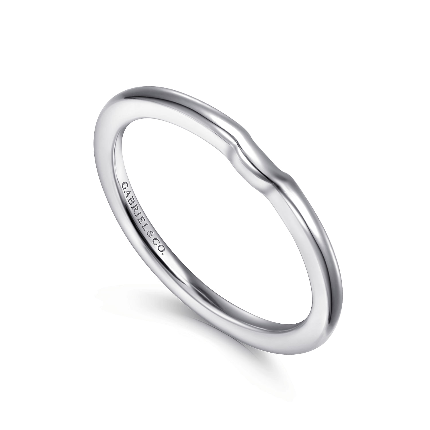 14k White Gold Curved Wedding Band angle 3 14k White Gold Curved Wedding Band angle 3
