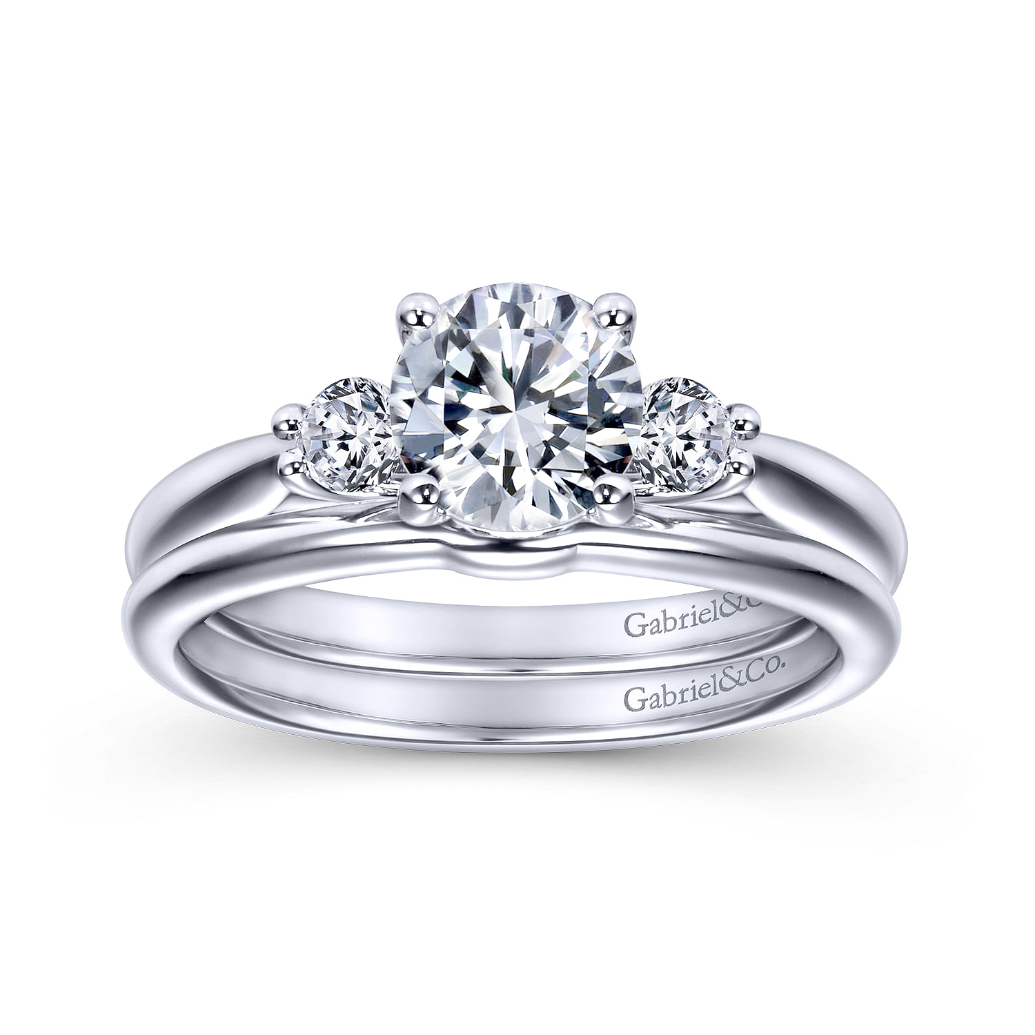 14k White Gold Curved Wedding Band angle 4 14k White Gold Curved Wedding Band angle 4