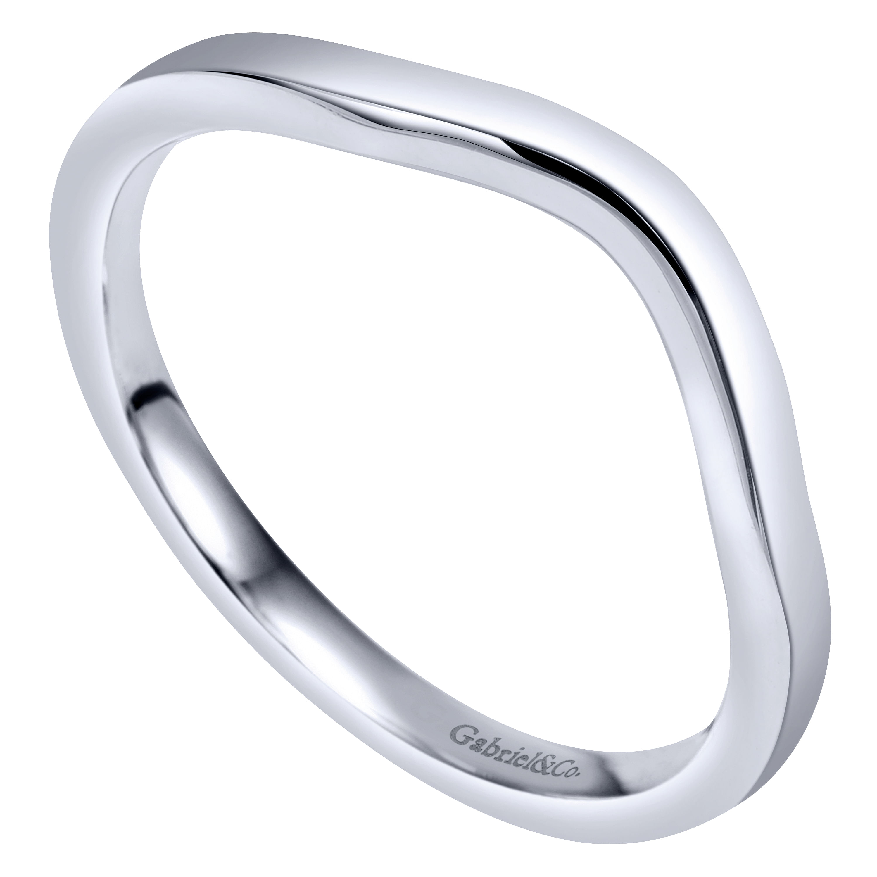 14k White Gold Curved Wedding Band angle 3 14k White Gold Curved Wedding Band angle 3