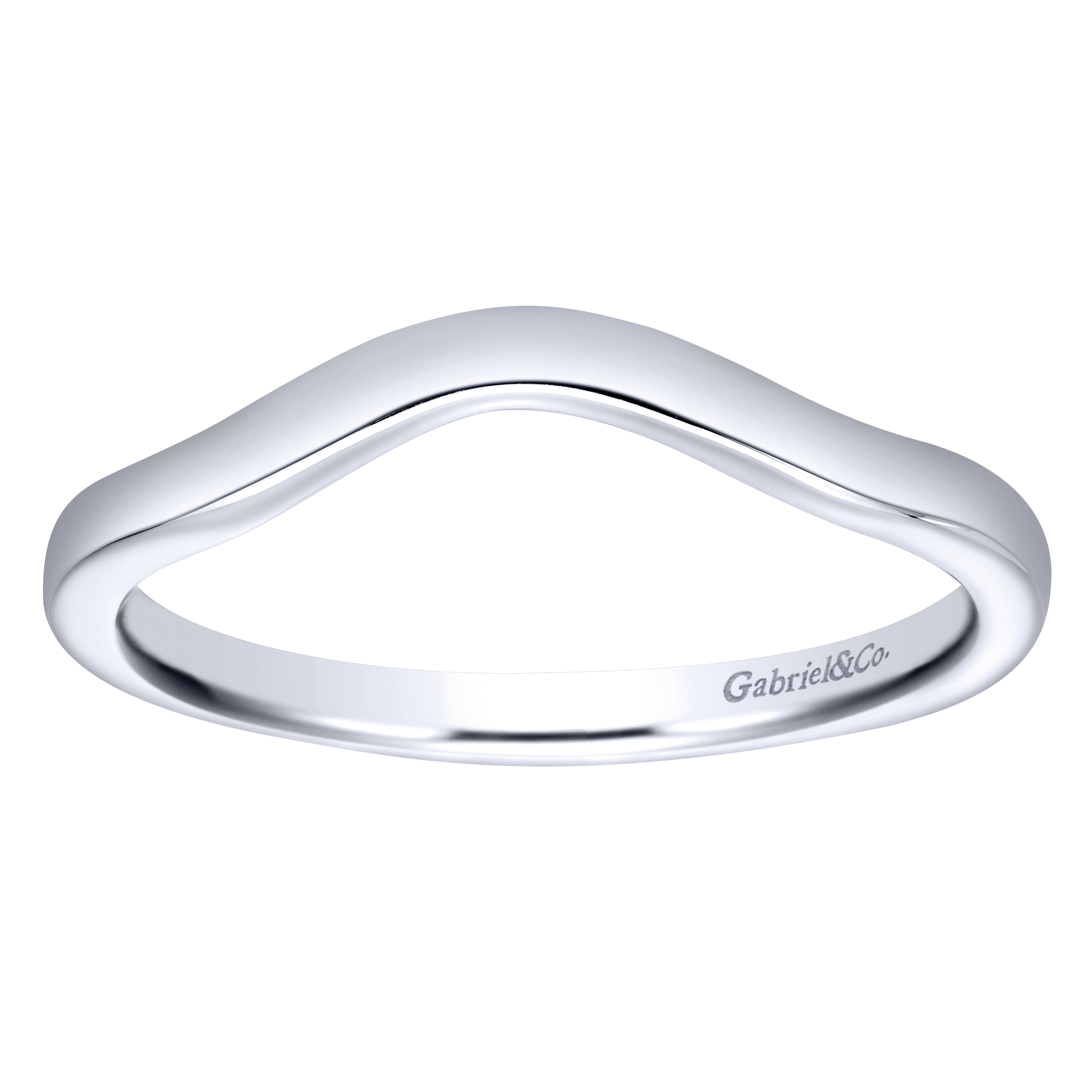 14k White Gold Curved Wedding Band angle 5 14k White Gold Curved Wedding Band angle 5