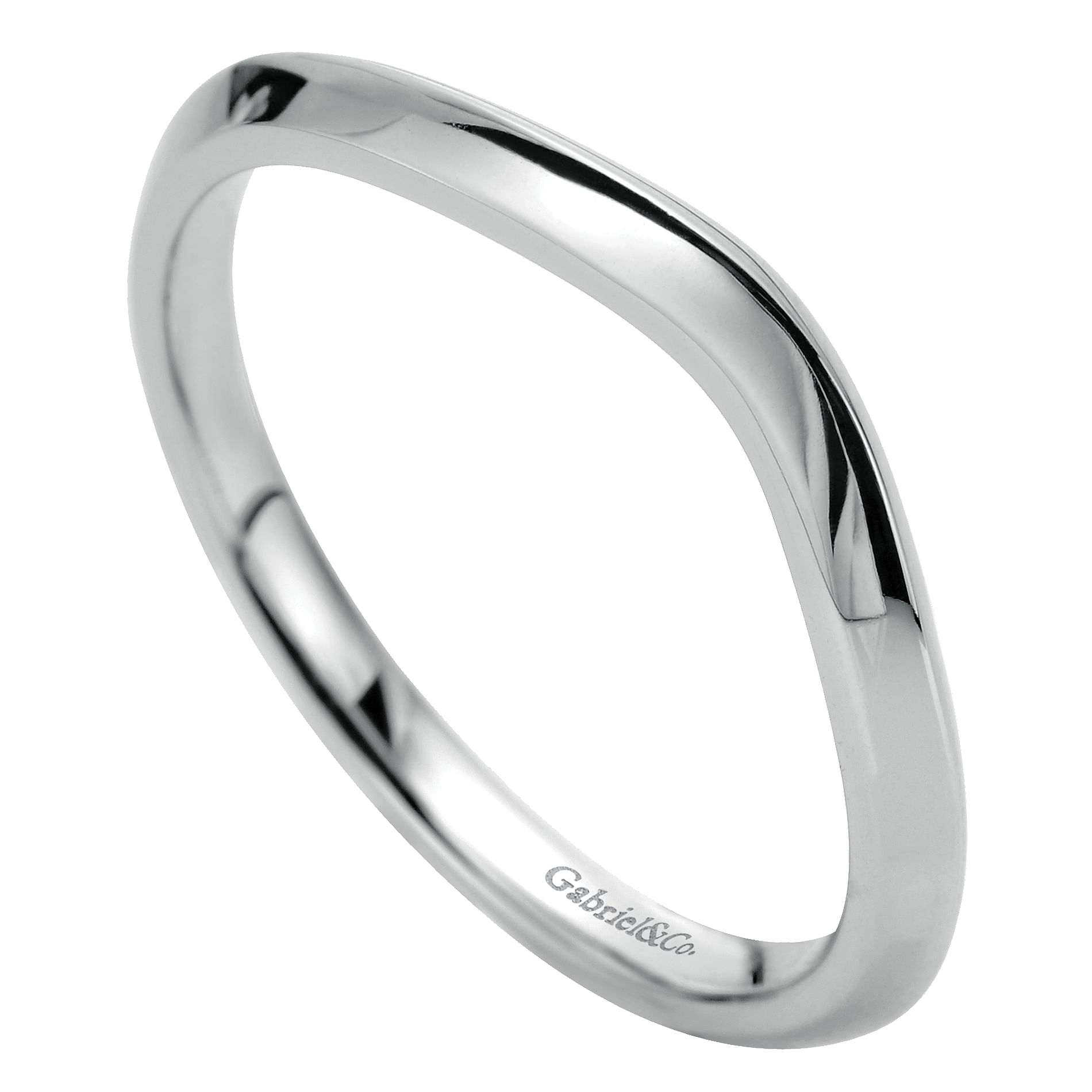14k White Gold Curved Wedding Band angle 3 14k White Gold Curved Wedding Band angle 3
