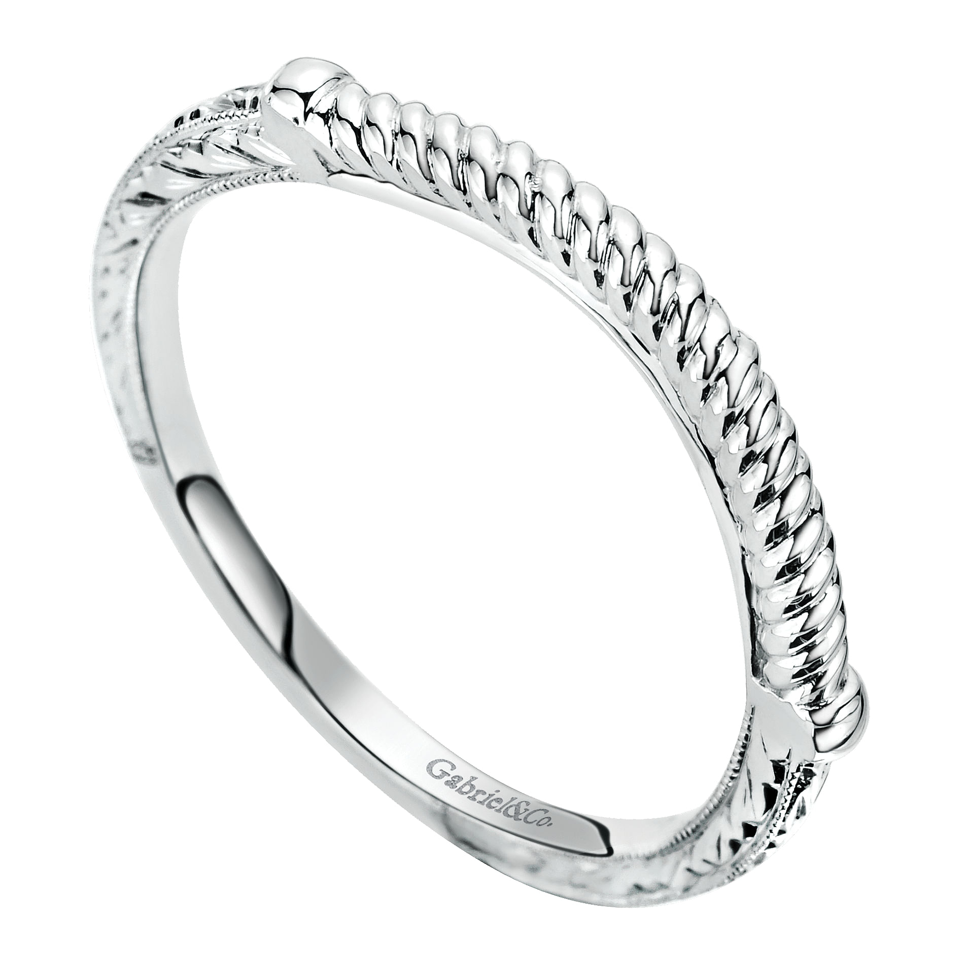 14k White Gold Curved Wedding Band angle 3 14k White Gold Curved Wedding Band angle 3