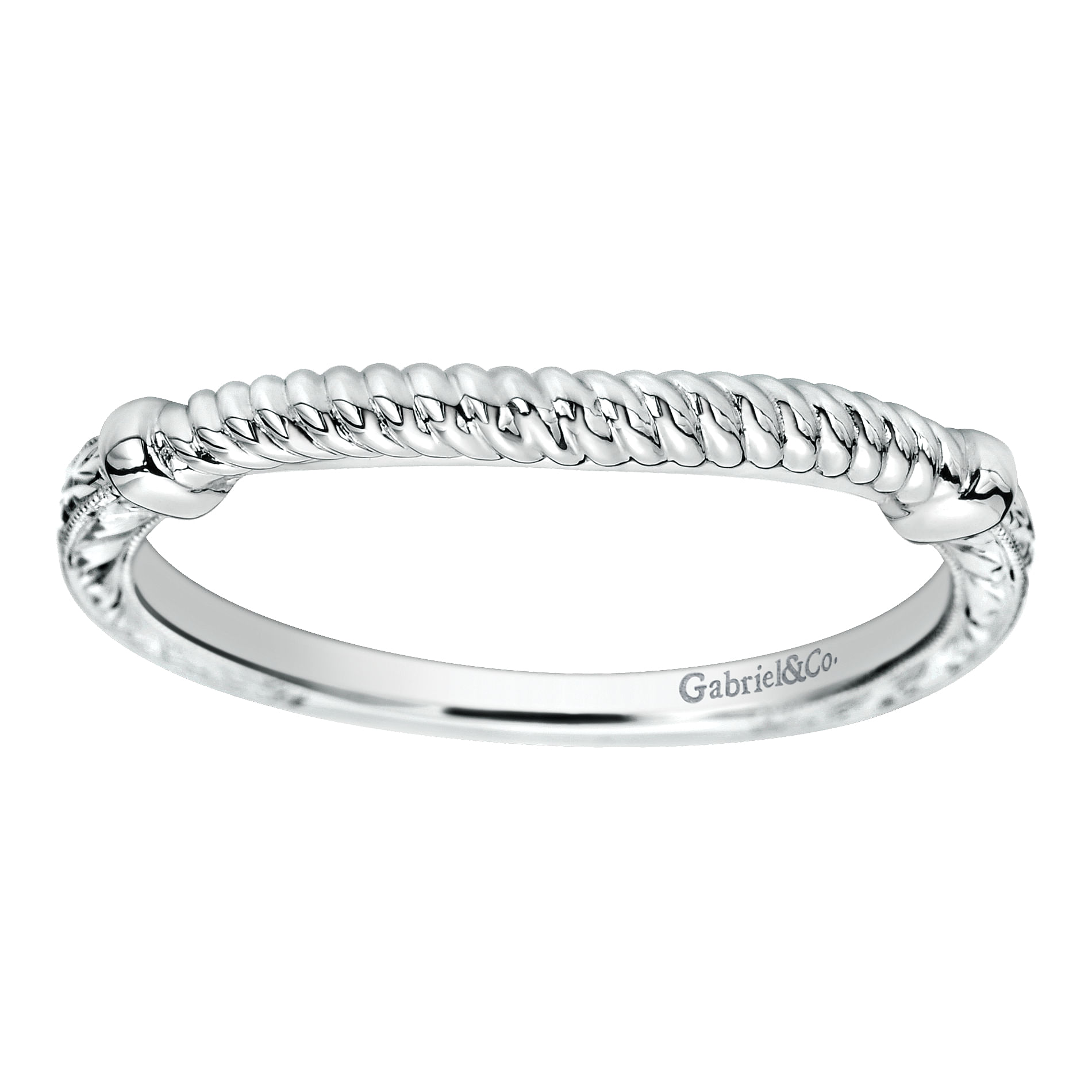 14k White Gold Curved Wedding Band angle 5 14k White Gold Curved Wedding Band angle 5