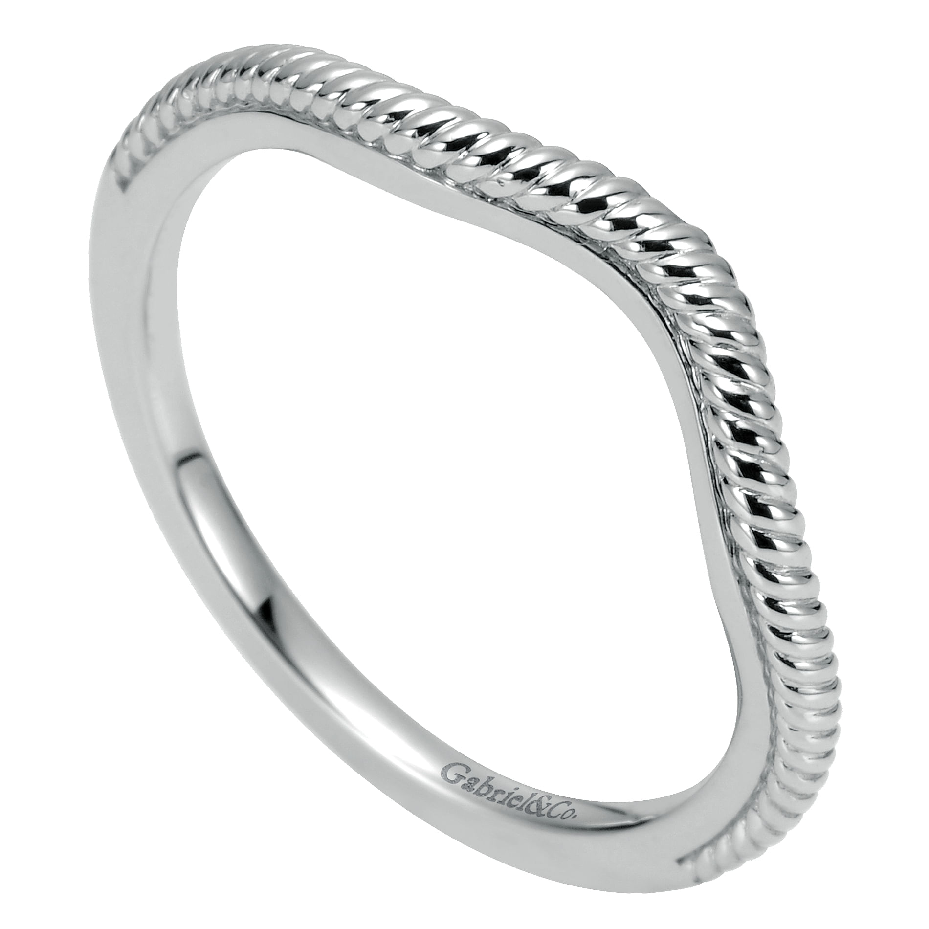 14k White Gold Curved Wedding Band angle 3 14k White Gold Curved Wedding Band angle 3