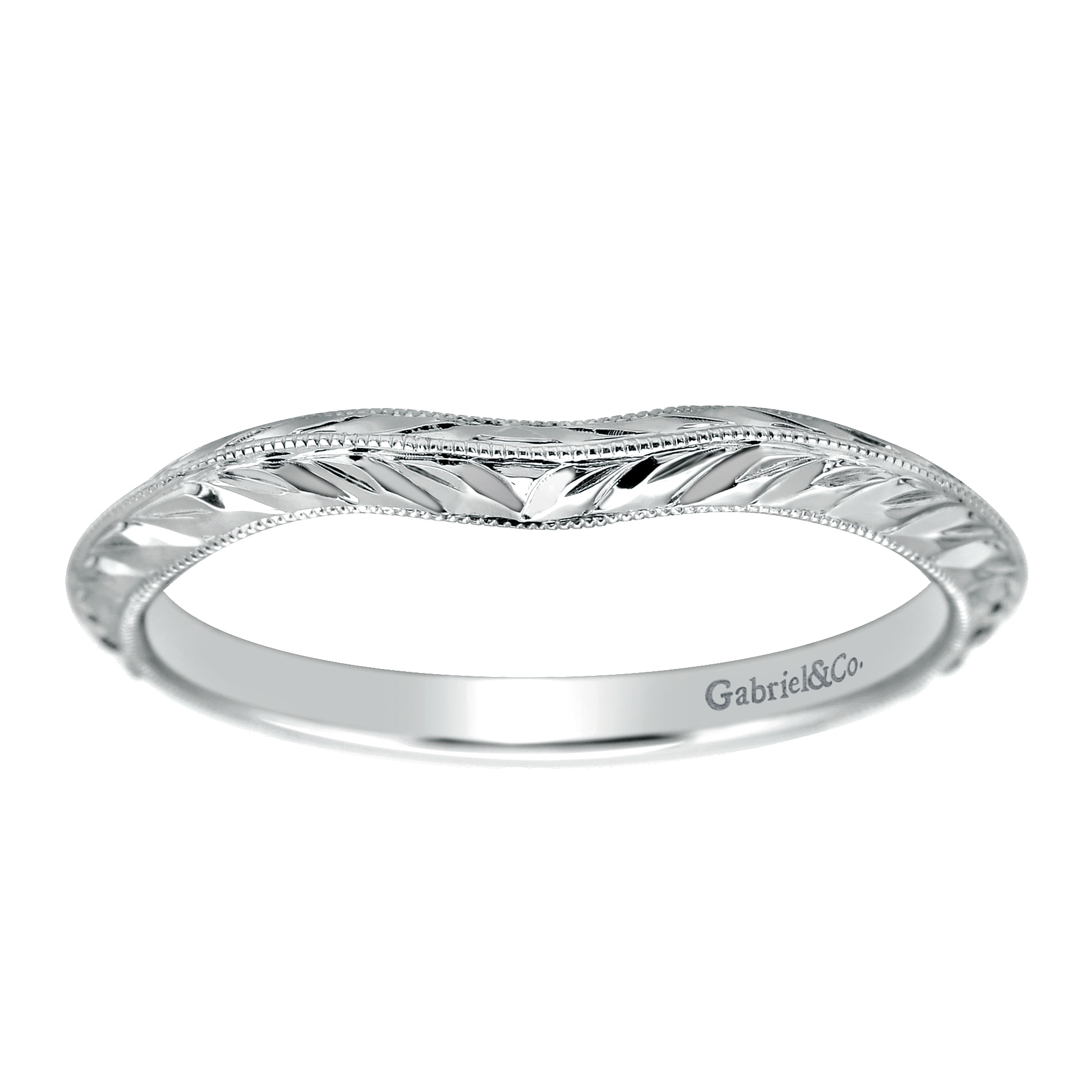 14k White Gold Curved Wedding Band angle 5 14k White Gold Curved Wedding Band angle 5