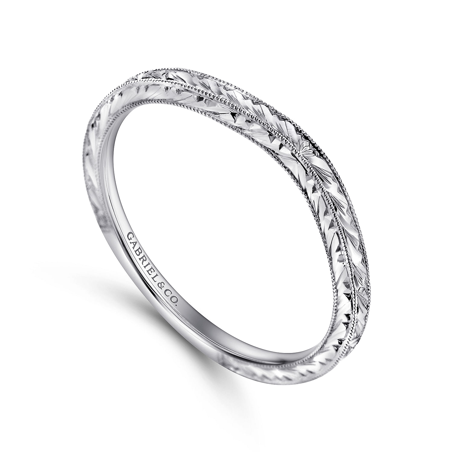 14k White Gold Curved Wedding Band angle 3 14k White Gold Curved Wedding Band angle 3